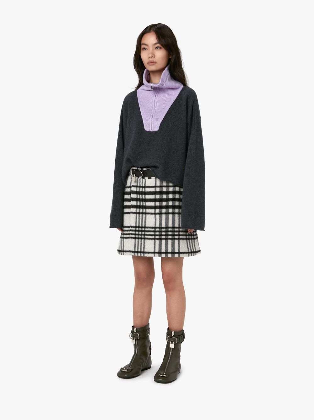 CROPPED FUNNEL NECK ZIP JUMPER - 4