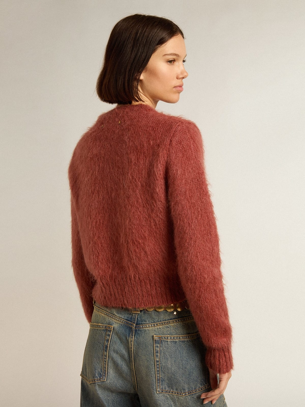 Dark lilac mohair cropped sweater - 4