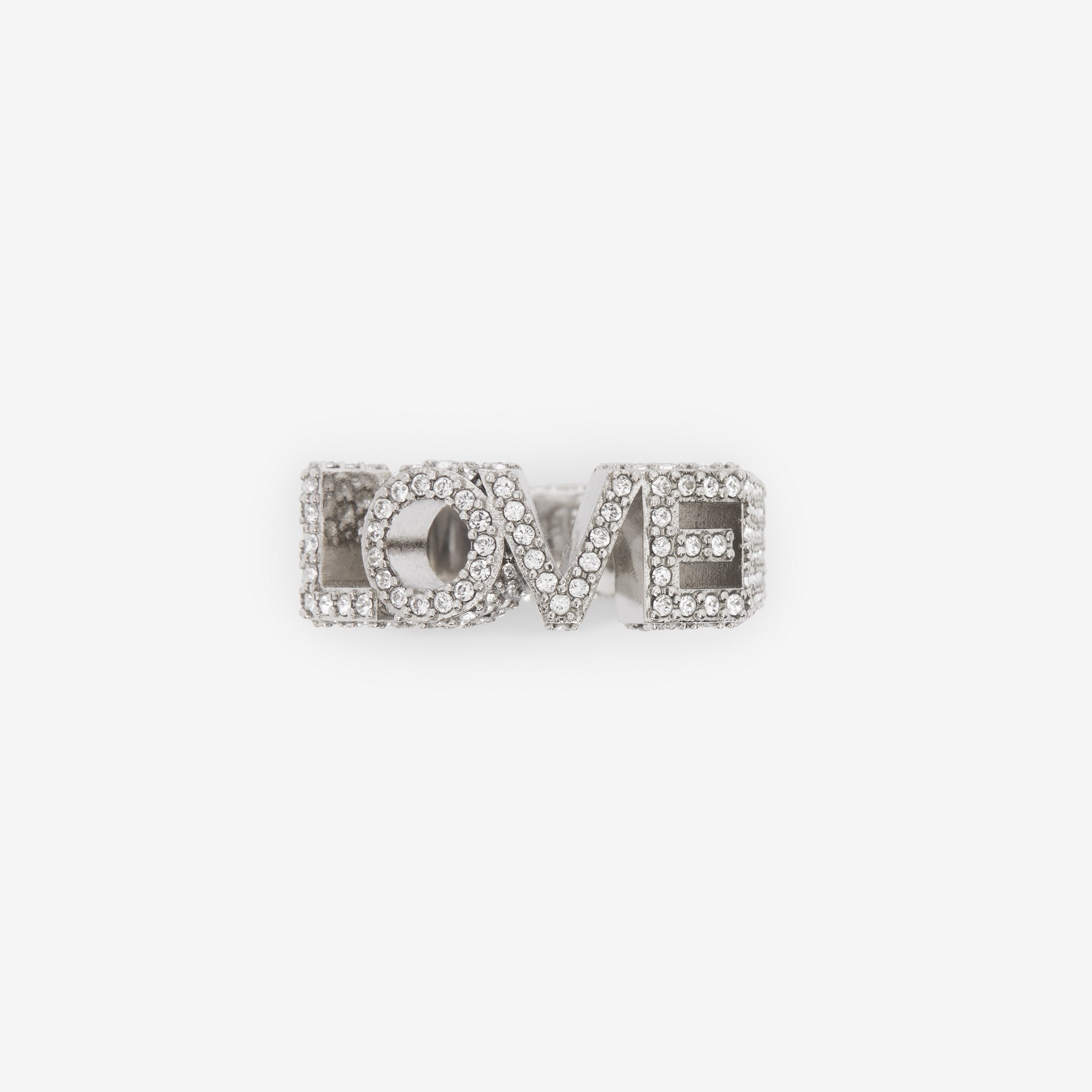 Crystal Detail Palladium-plated Love Ring - 3