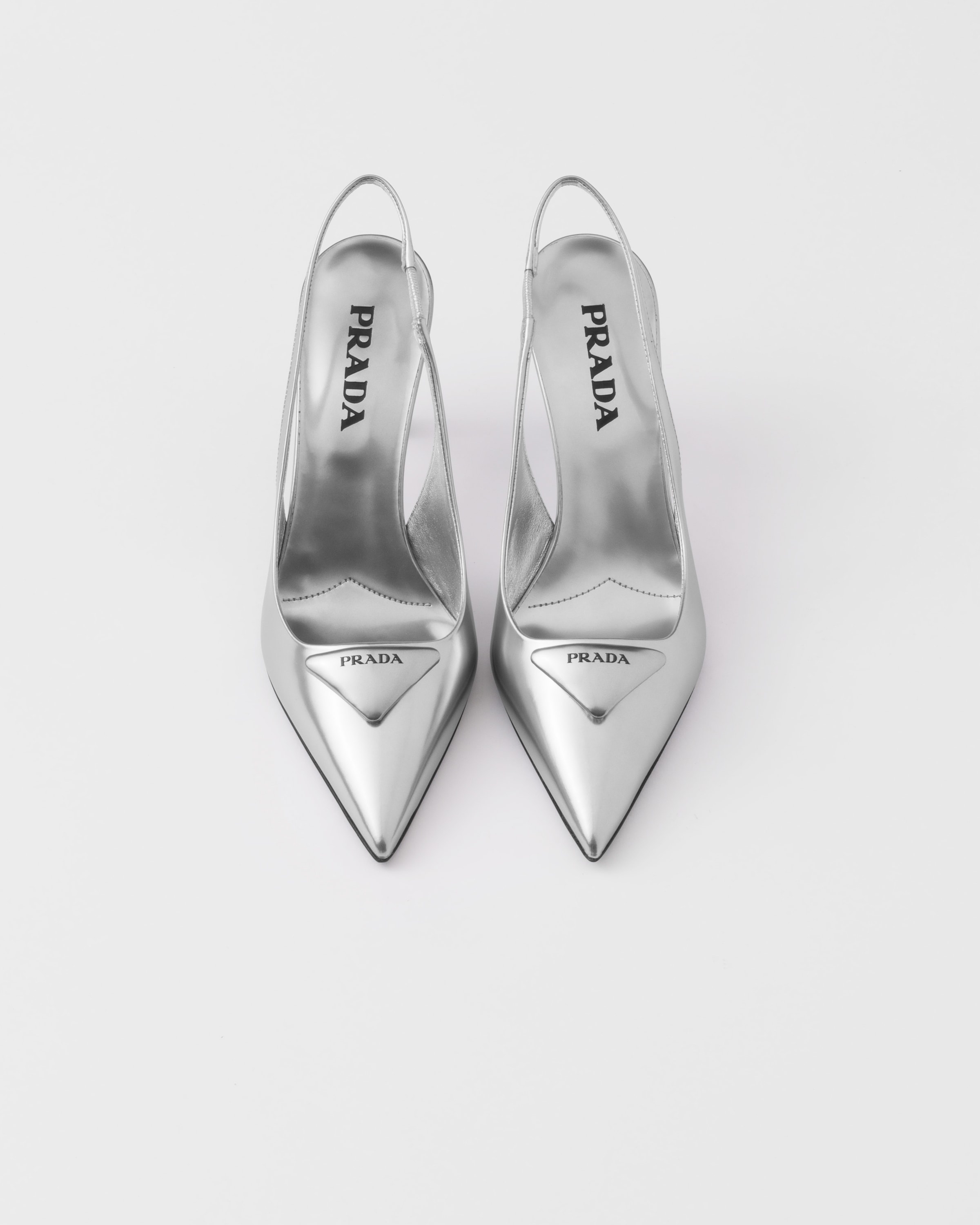 Metallic leather slingback pumps - 4