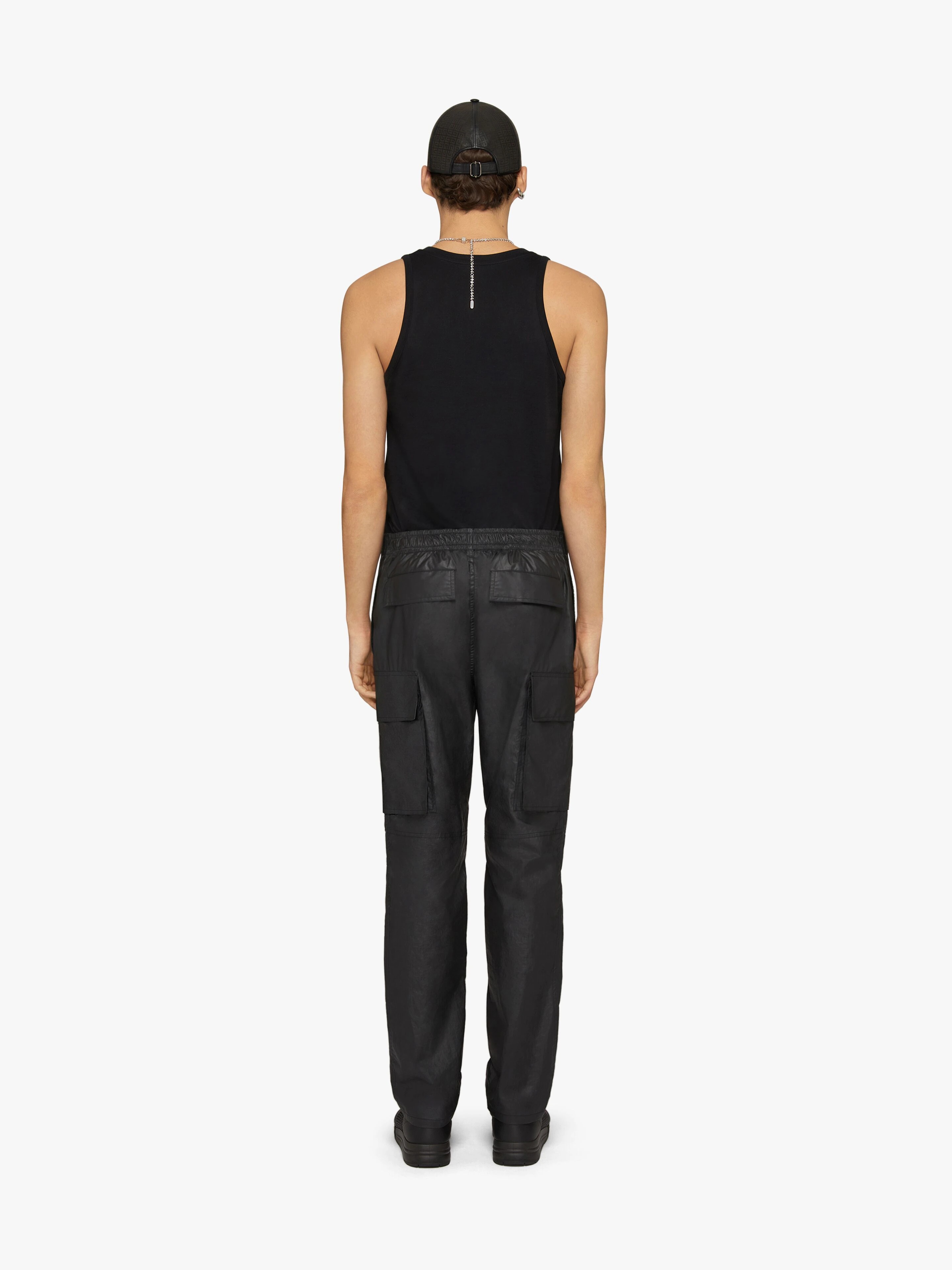 CARGO PANTS IN COATED COTTON WITH 4G BUCKLE - 4