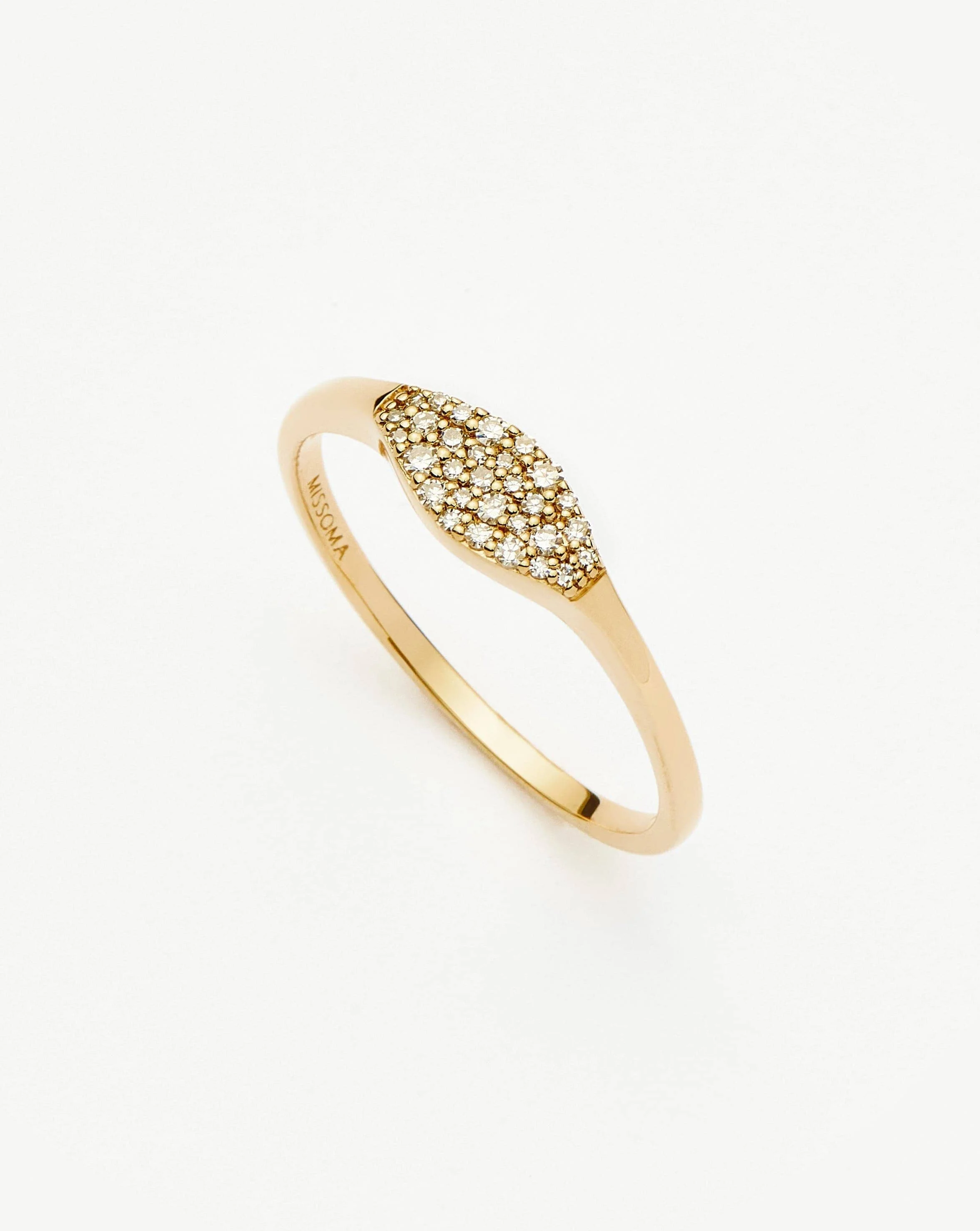 Solid Gold Diamond Signet Ring - 1