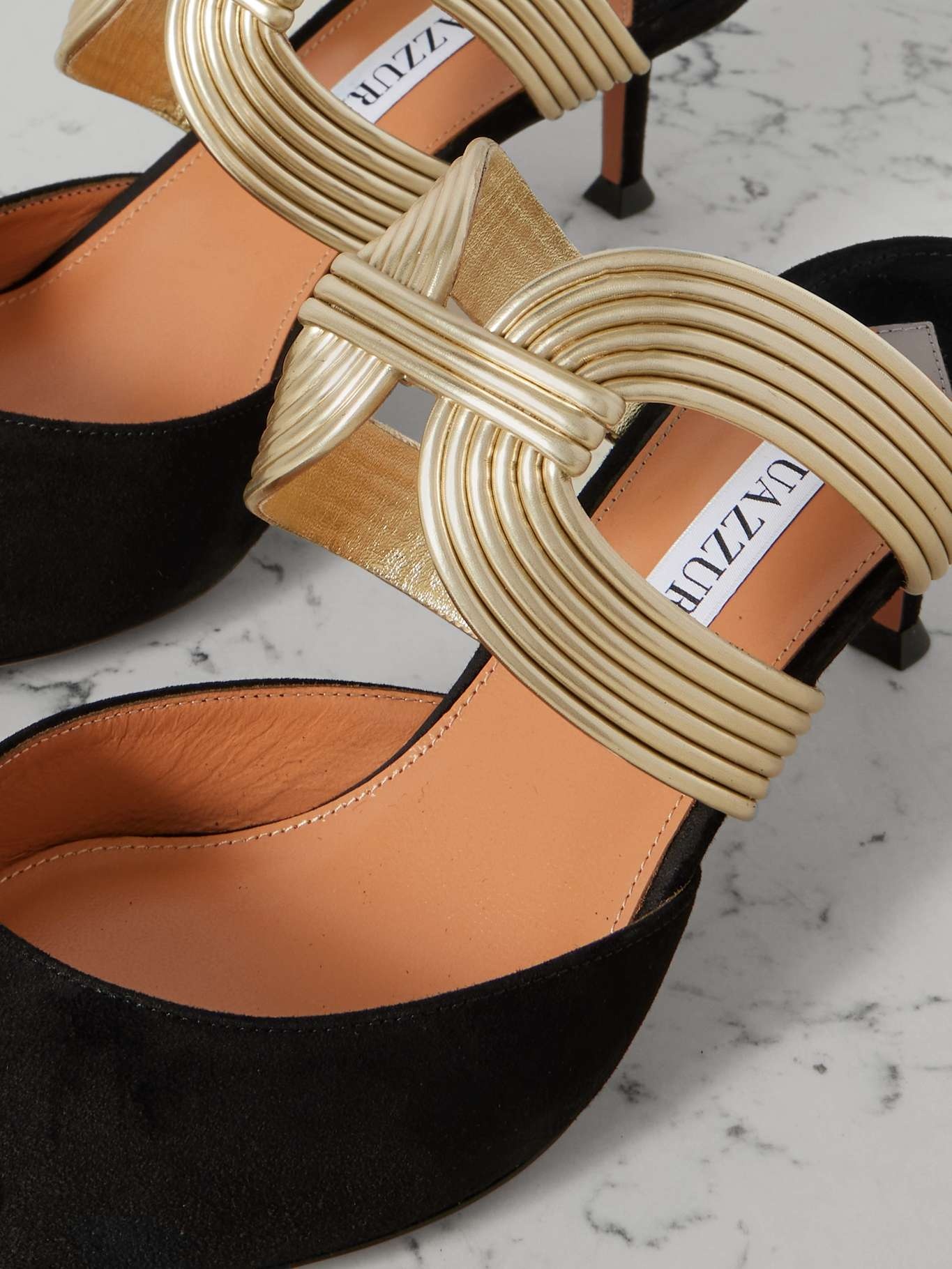 Escenia 50 two-tone metallic and suede mules Black - 4