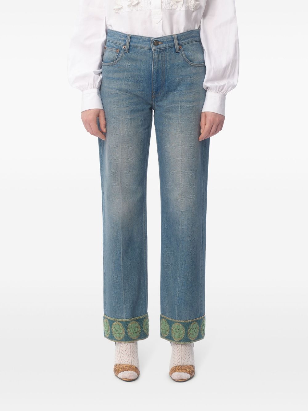jacquard-trim jeans - 3