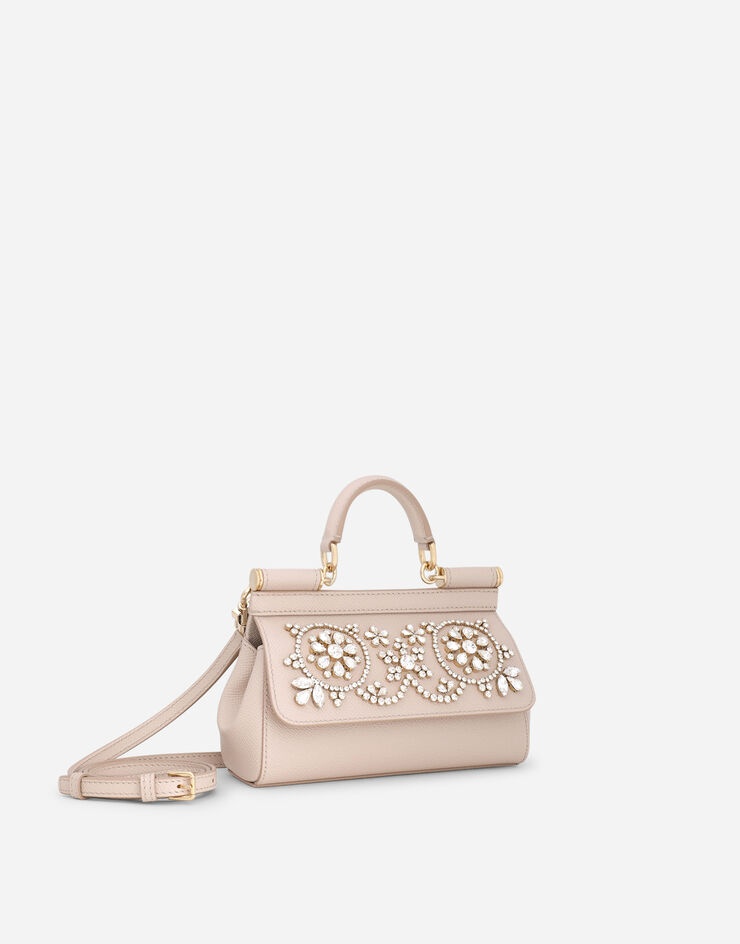 Small calfskin Sicily bag with rhinestones - 3