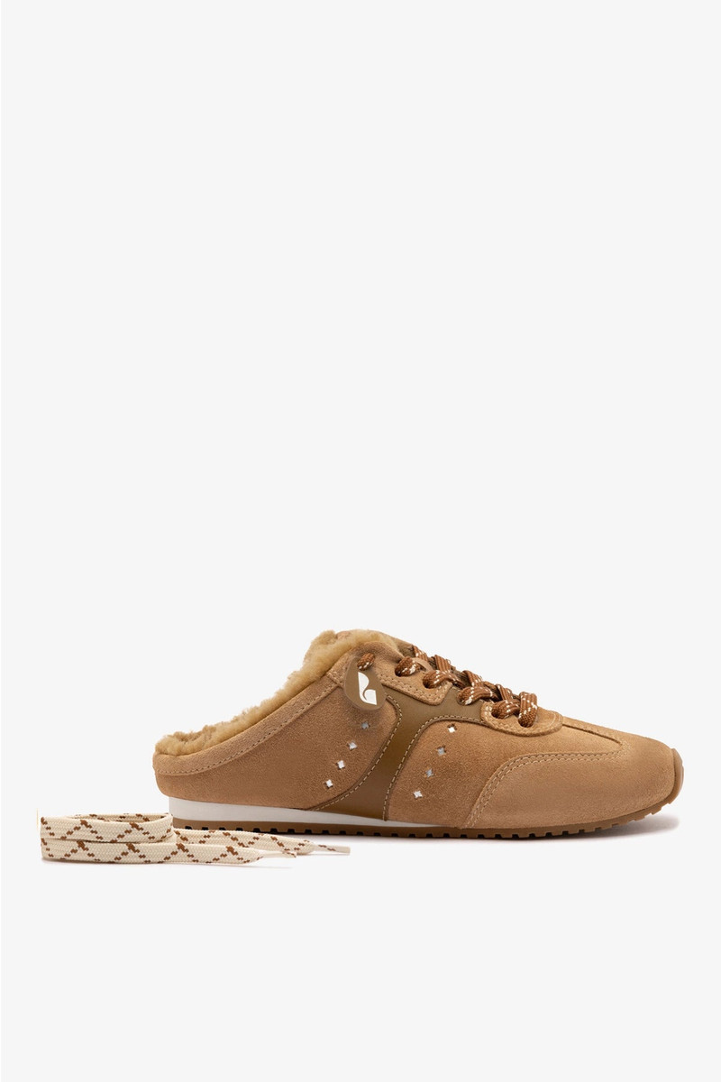 Stella Mule In Peanut Suede And Natural Shearling 5