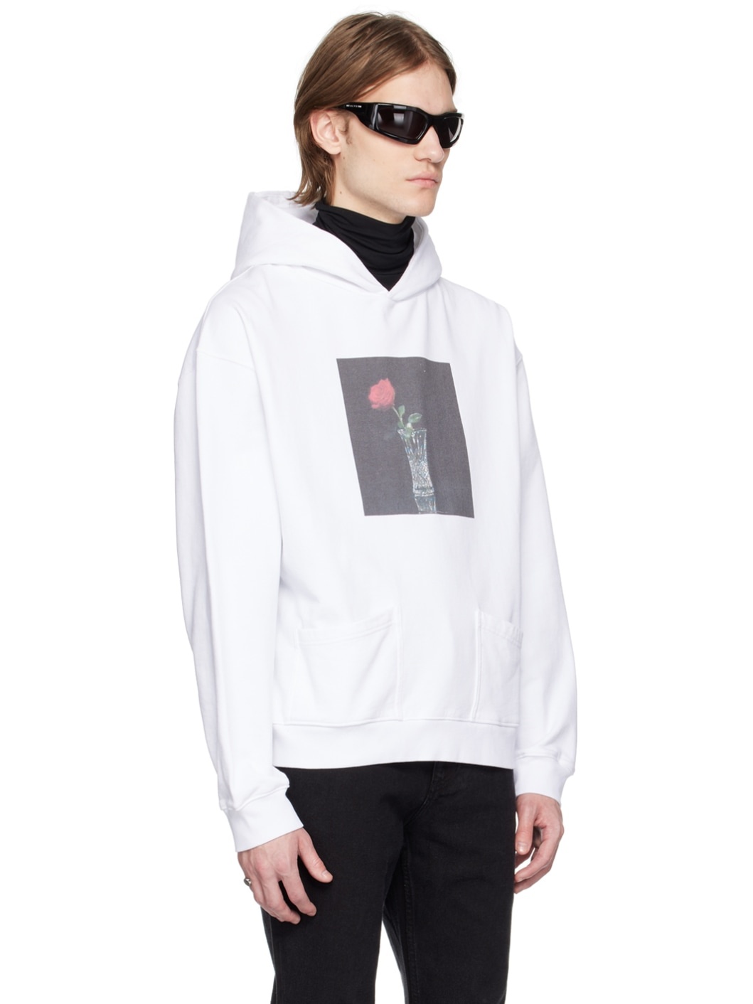 White Rose Print Hoodie - 2