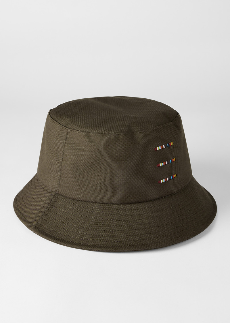Khaki Cordura® Laser 'Signature Stripe' Bucket Hat 3