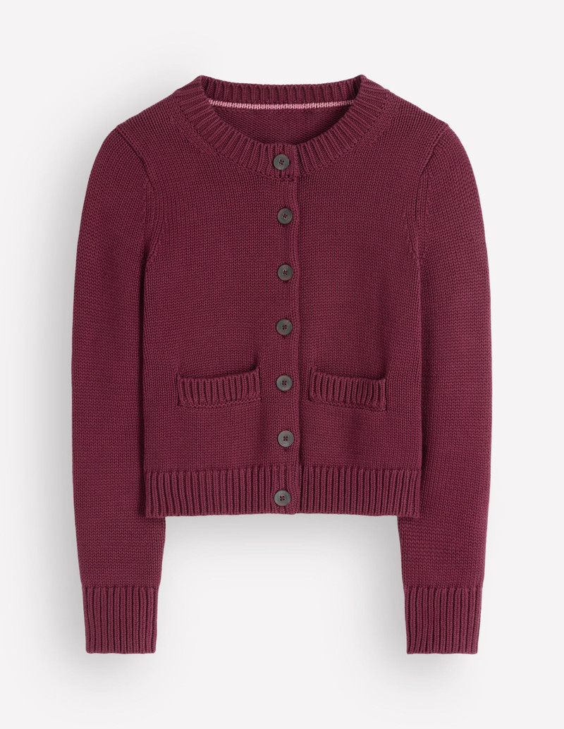 Lucy Chunky Cotton Cardigan-Maroon banner - 1