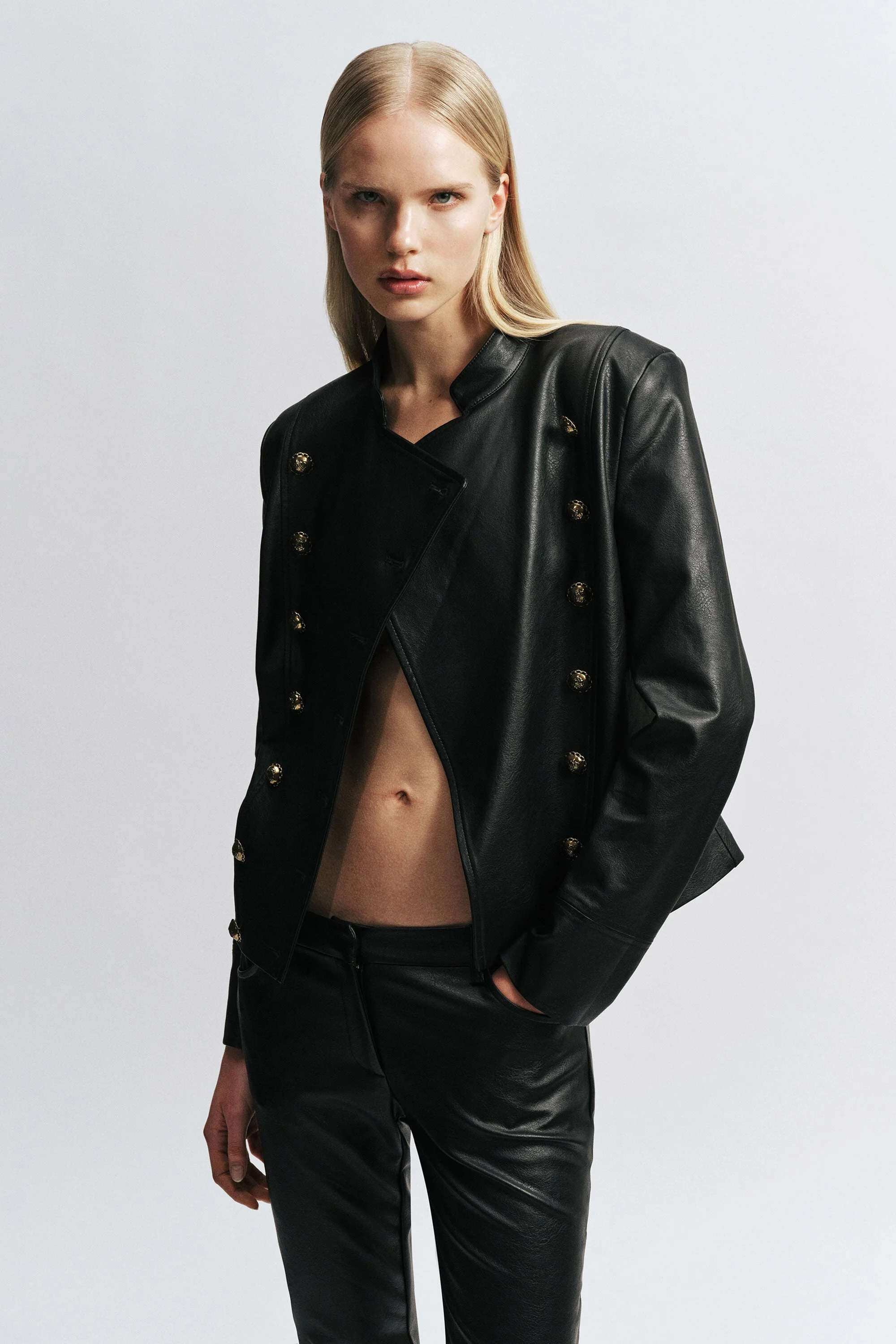 Marcella Vegan Leather Jacket In Black - 1