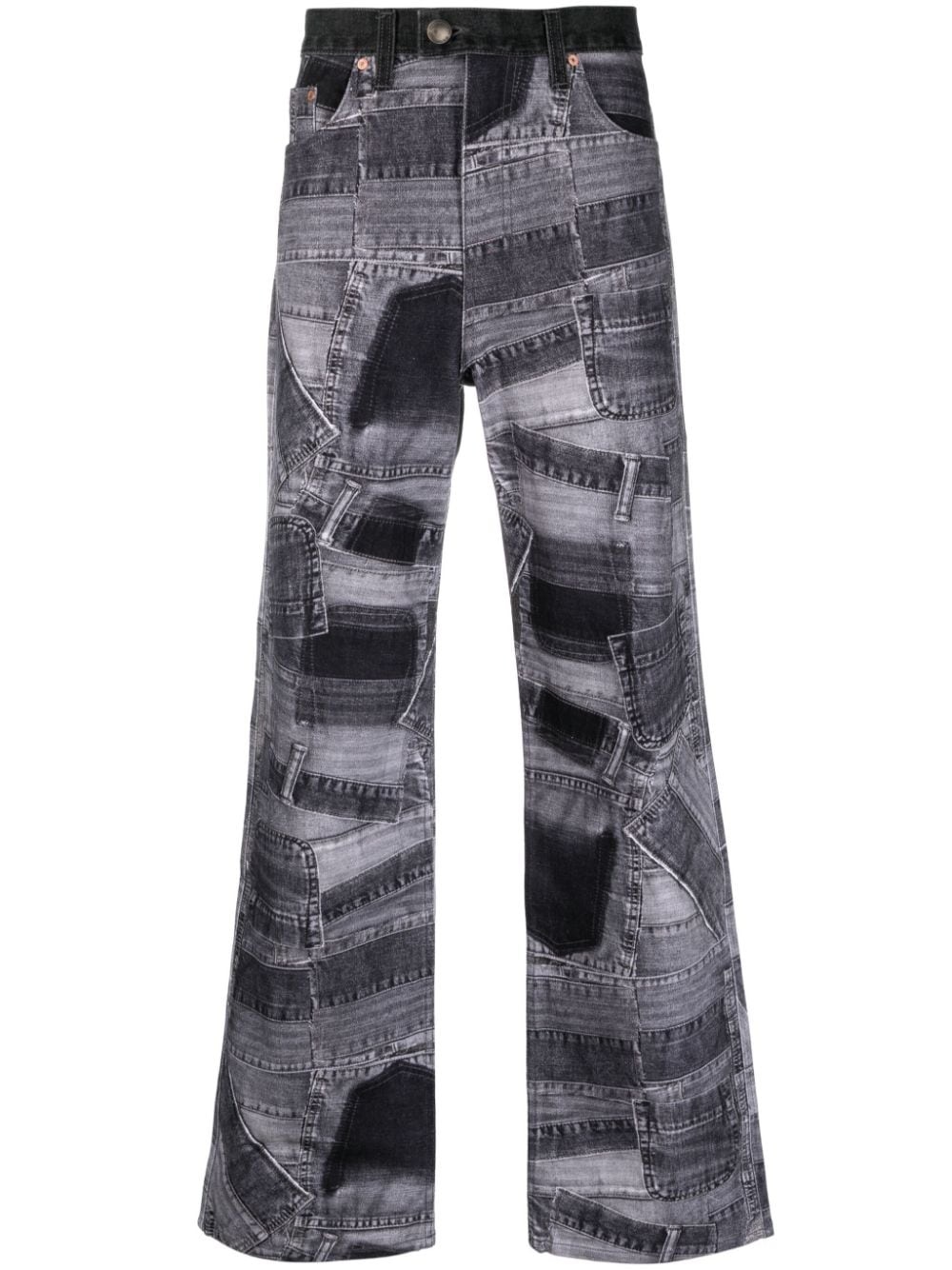 patchwork wide-leg jeans - 1