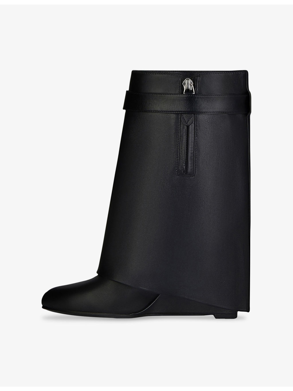 Shark Lock Leather Heeled Ankle Boots - 3