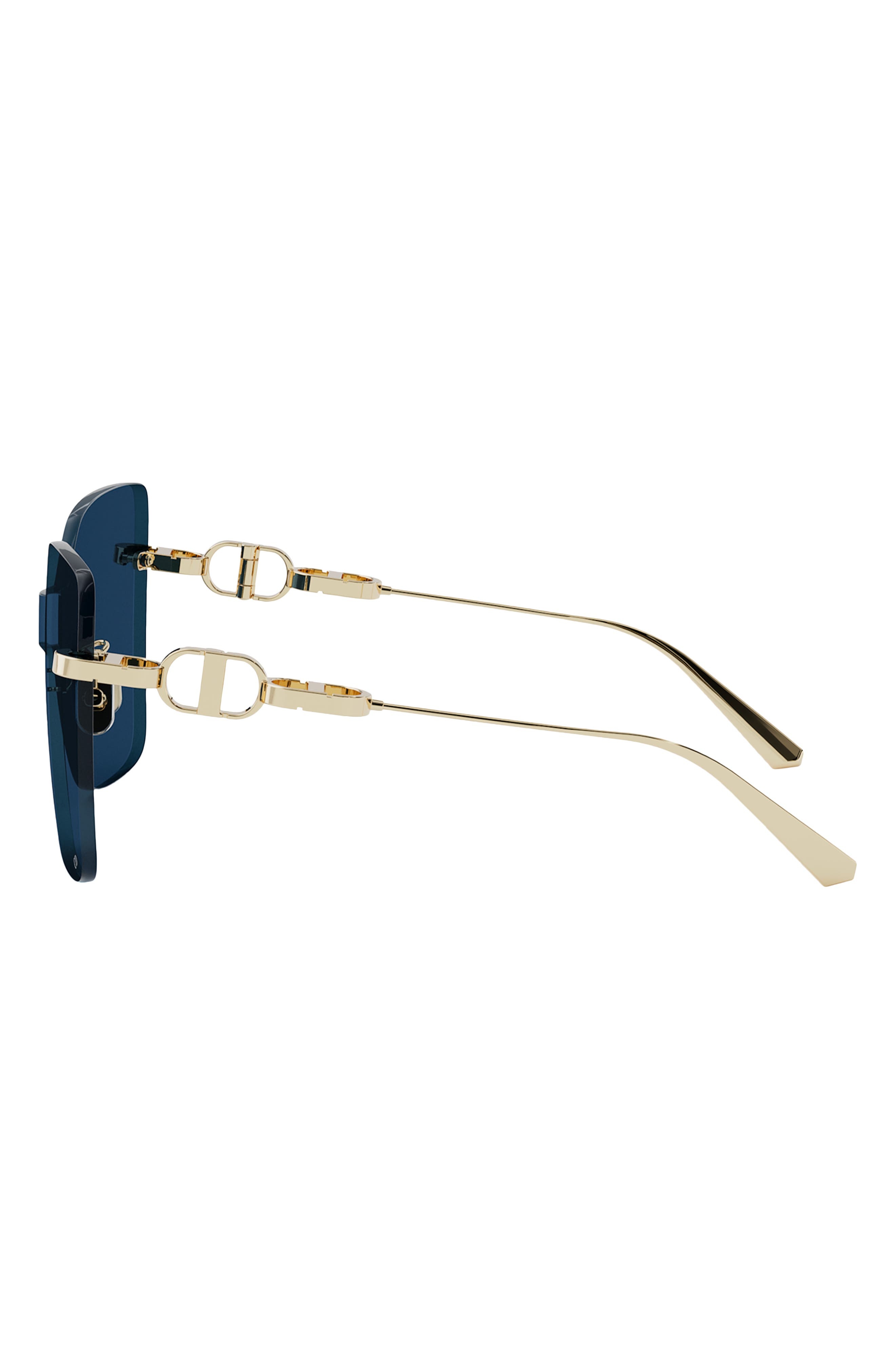 DIOR CD Chain M1U Mask Sunglasses in Shiny Gold Dh /Blue at Nordstrom - 7