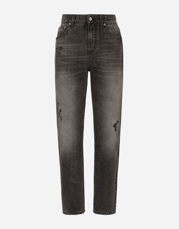 Boyfriend jeans in dark blue denim - 1