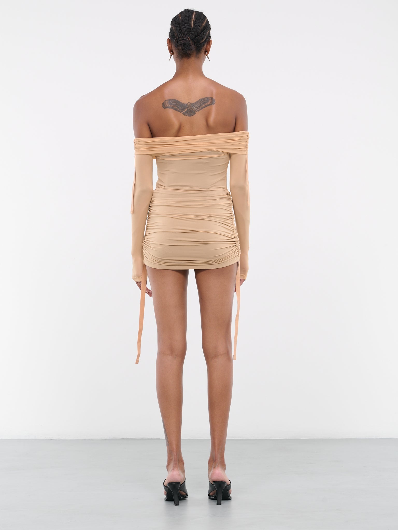 Hosiery Overlay Gathered Dress - 3