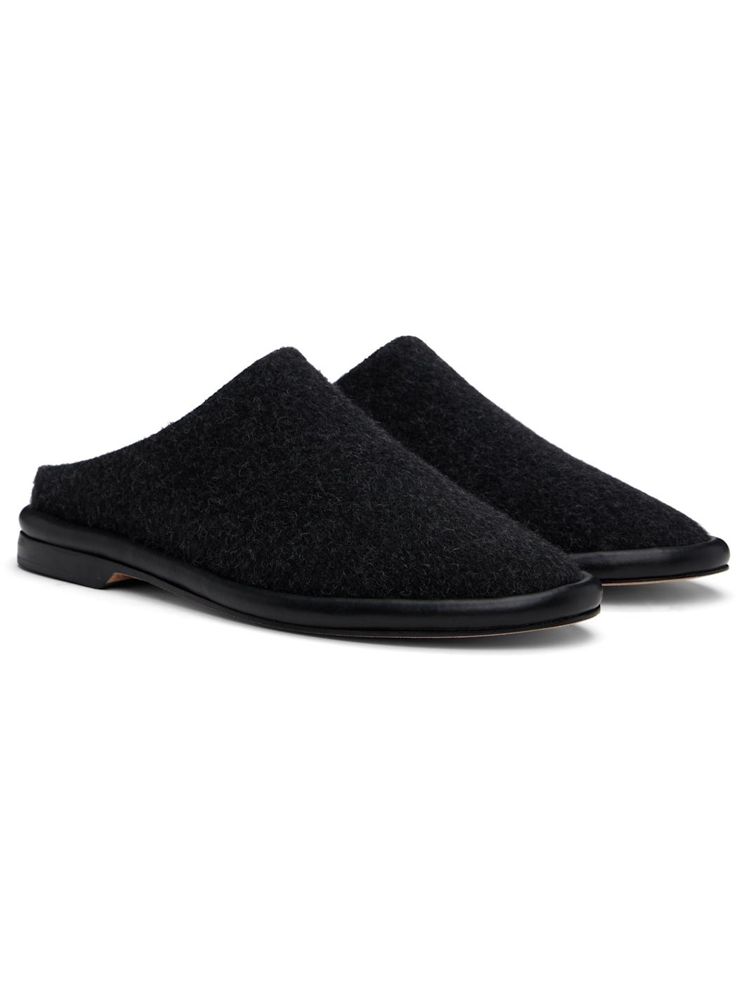 Black Brushed Mules - 4