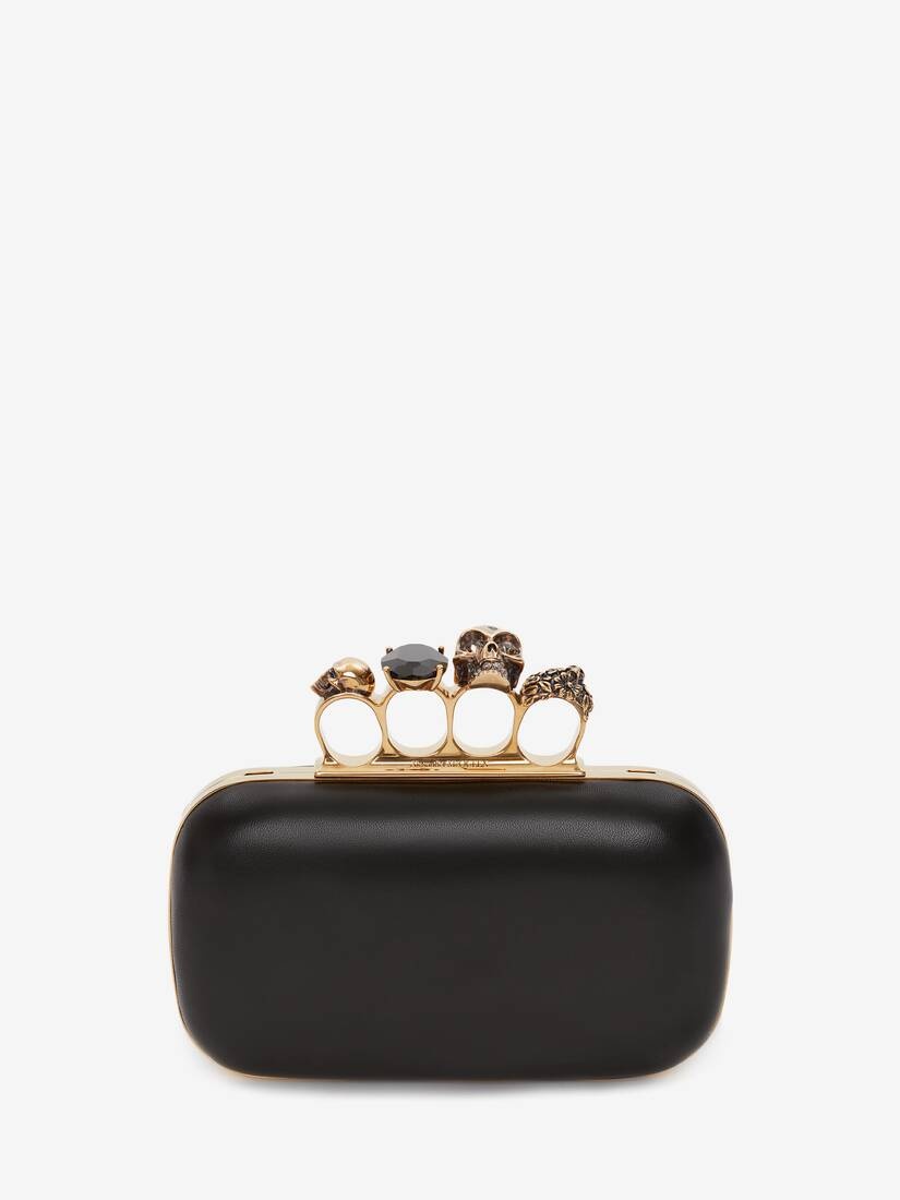 Women's Knuckle Clutch With Chain in Black - 1