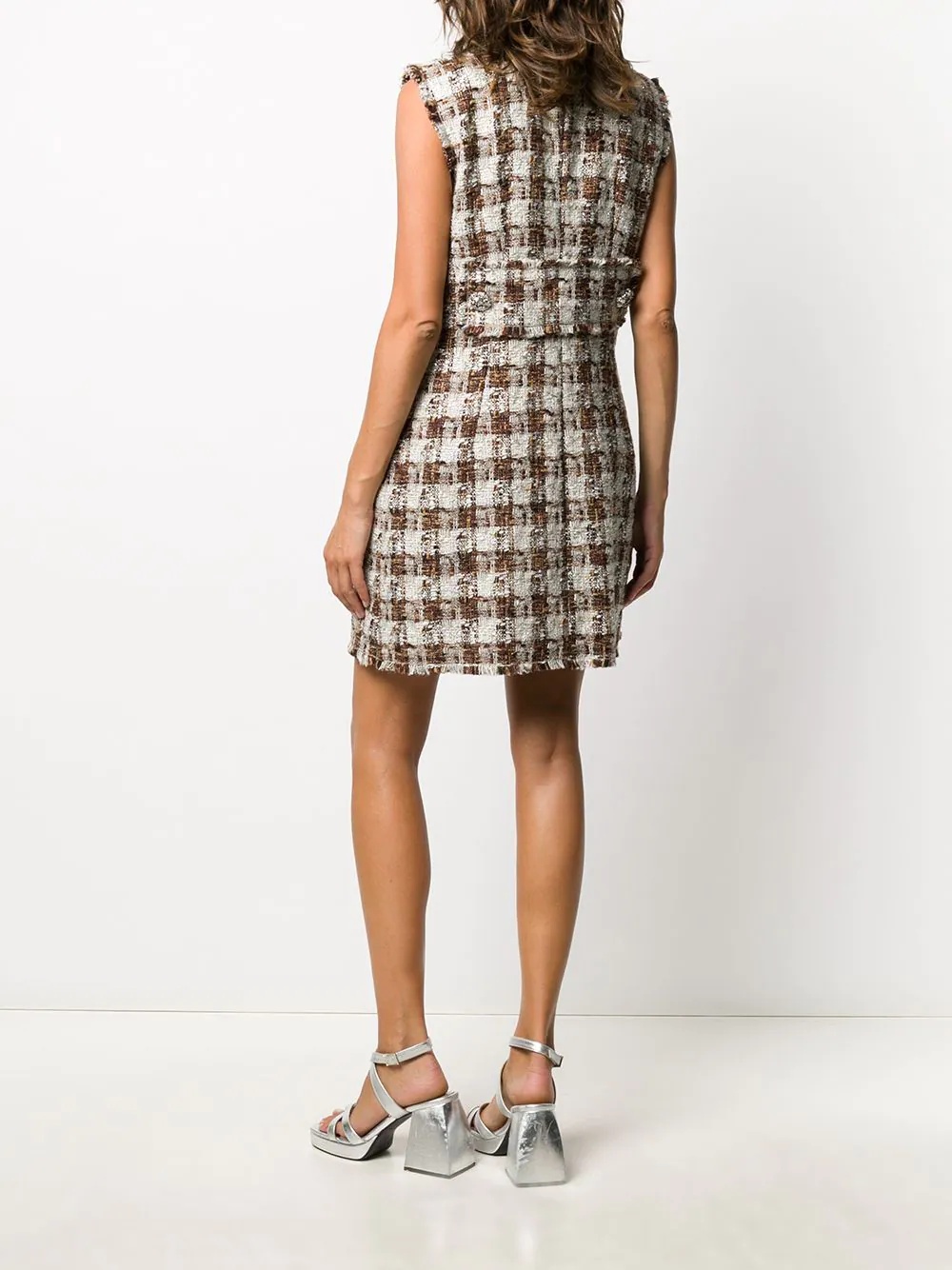 checked tweed shift dress - 4