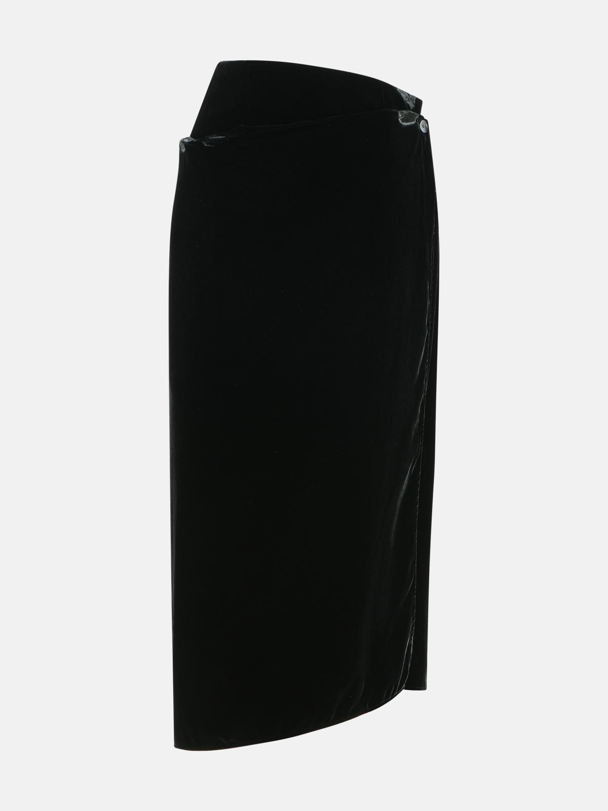 BLACK VISCOSE BLEND SKIRT - 3