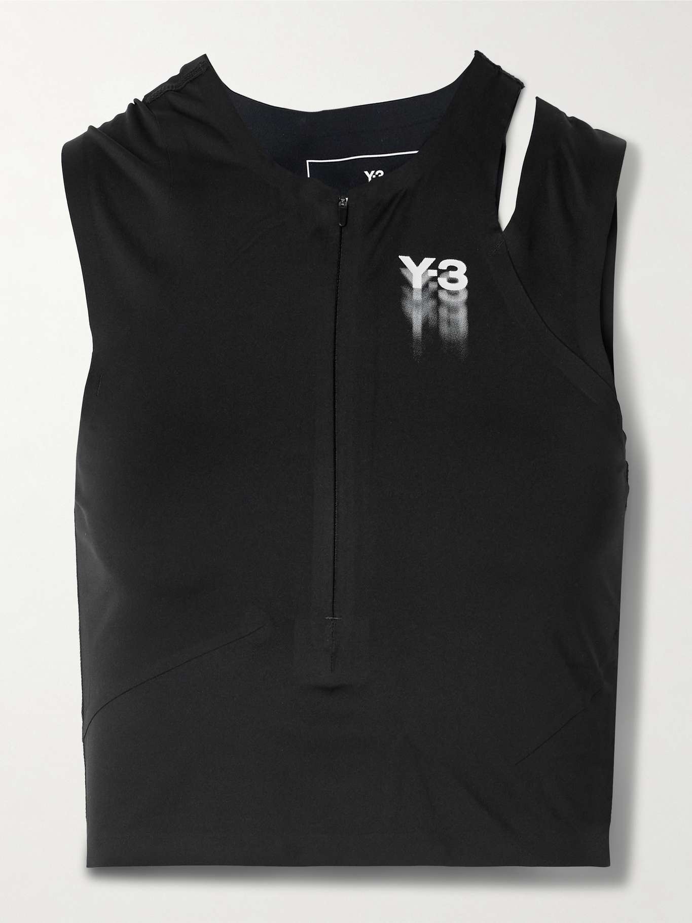+ Y-3 cropped cutout printed stretch recycled tank - 1