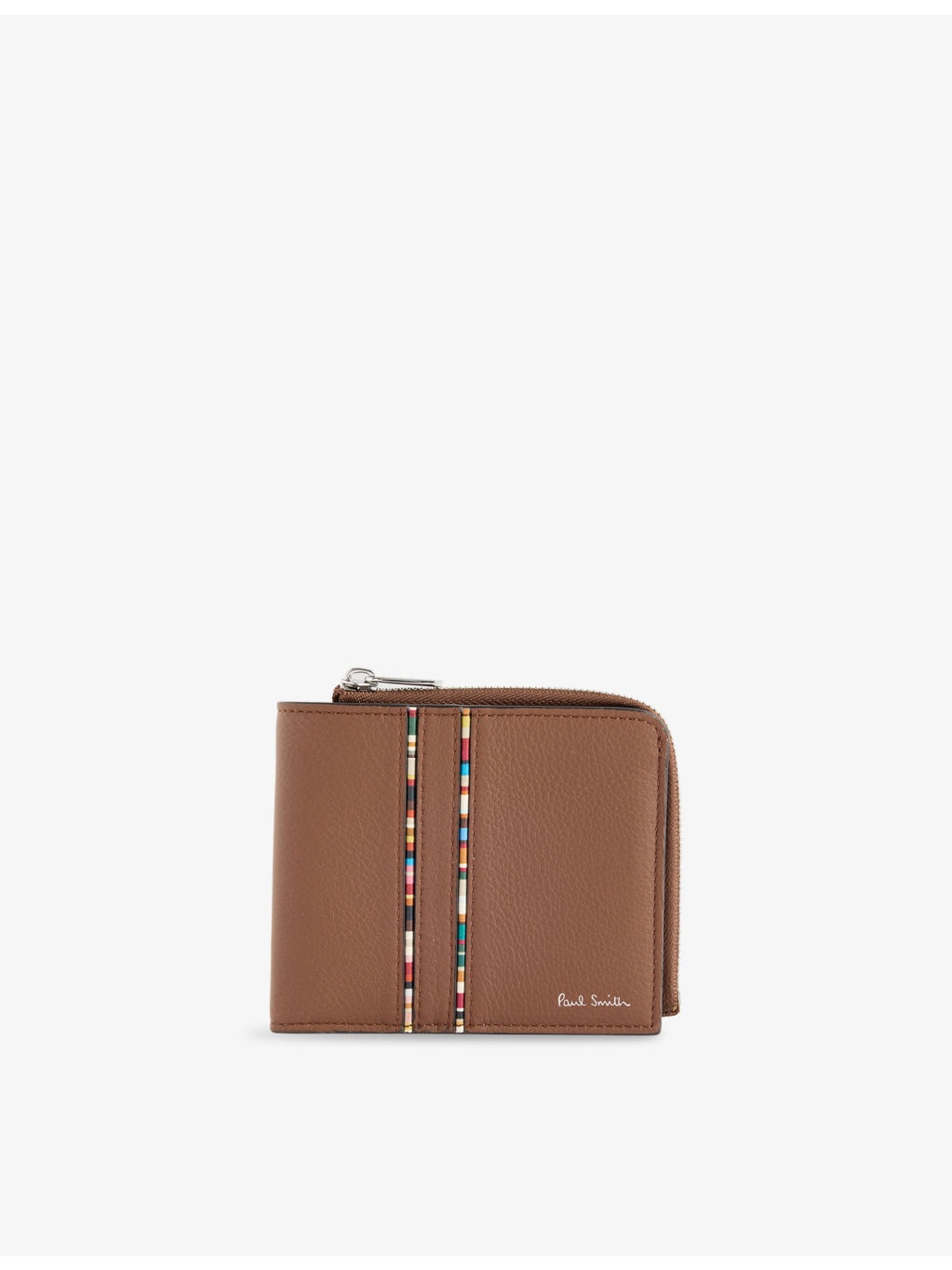 Bifold Striped Leather Wallet - 1