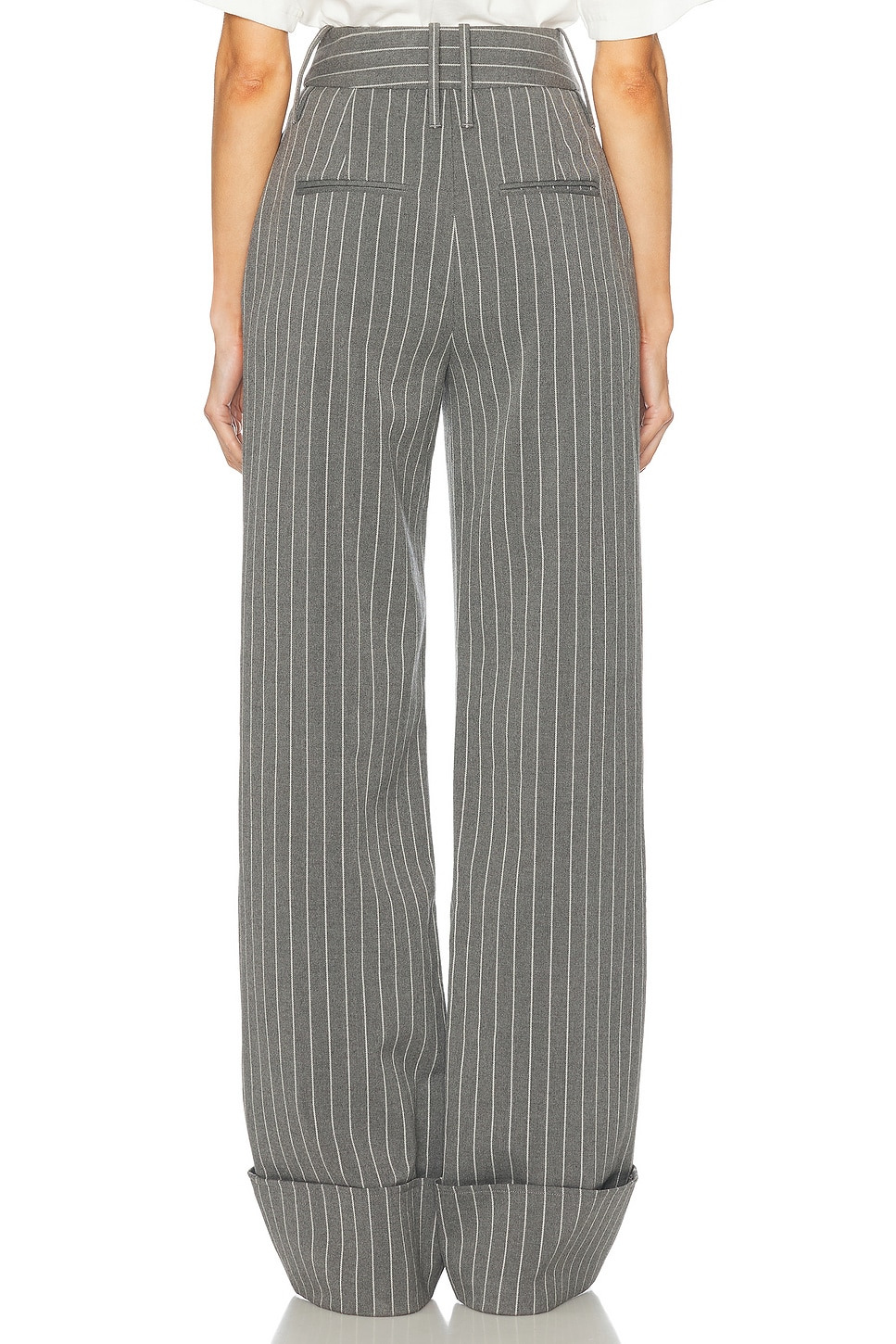 Pinstripe High Waist Cuffed Pants - 5
