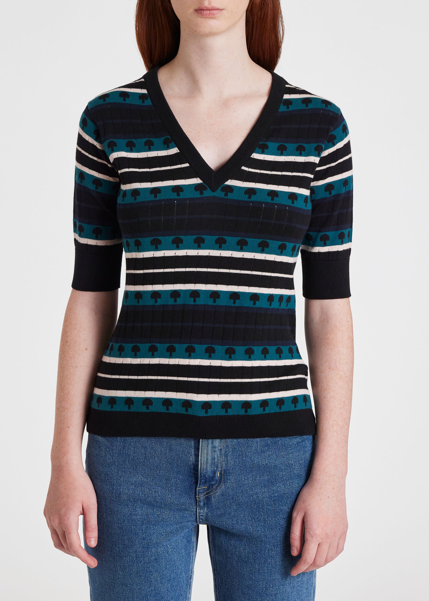 Mushroom Stripe Knit Top - 4
