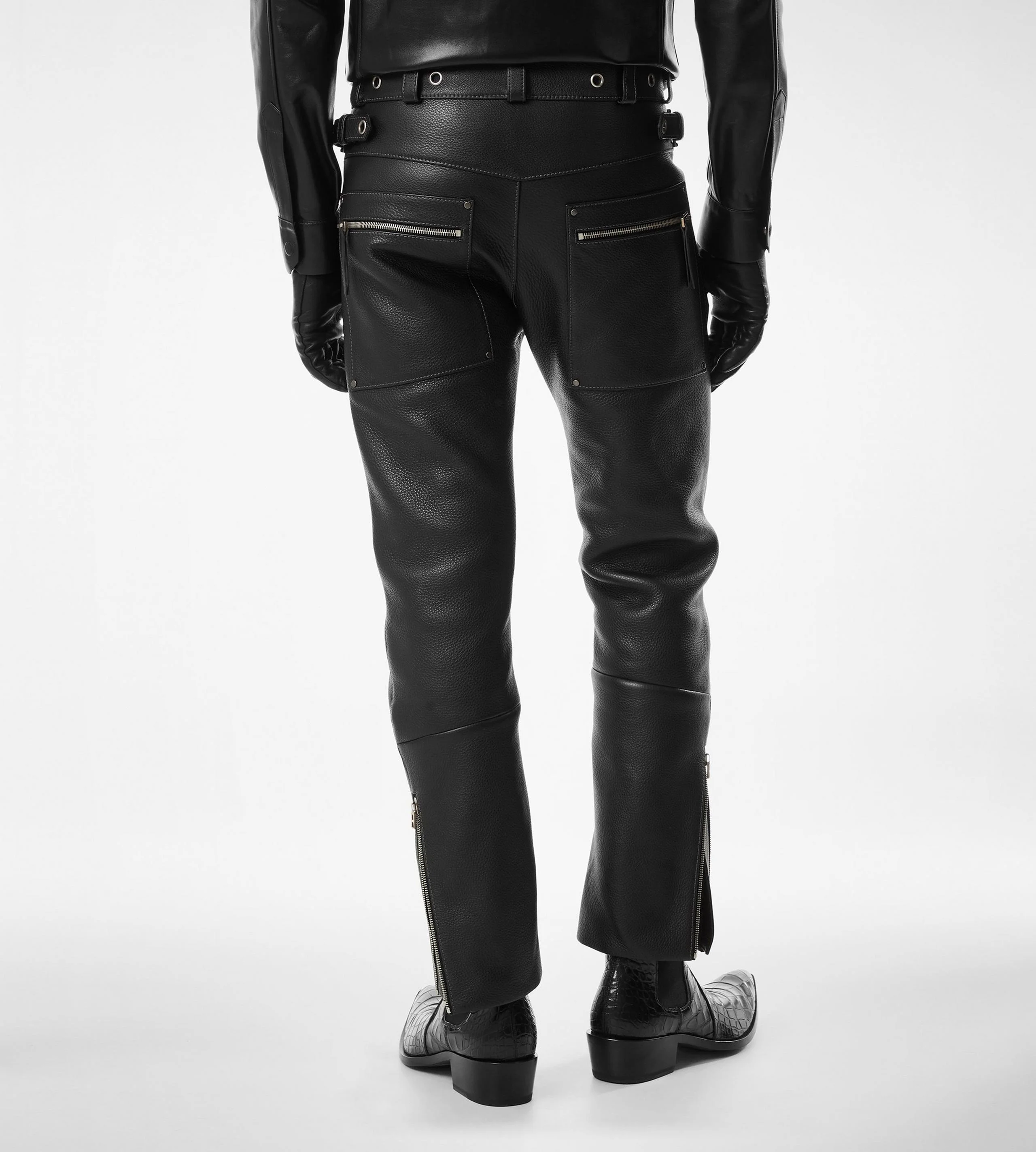 GRAIN LEATHER BIKER PANT - 1