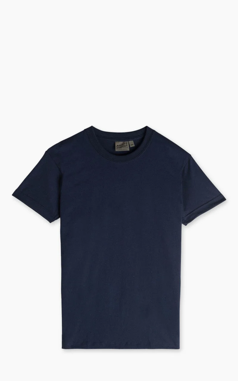 NAKED & FAMOUS DENIM CIRCULAR KNIT T-SHIRT SOLID NAVY - 1