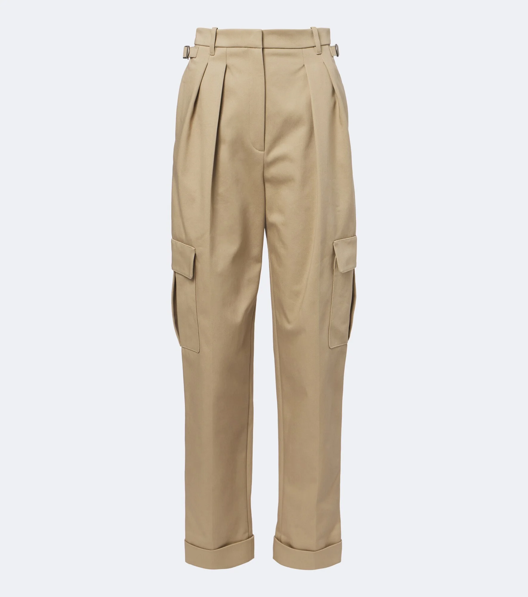Pleated cotton-blend cargo pants - 1