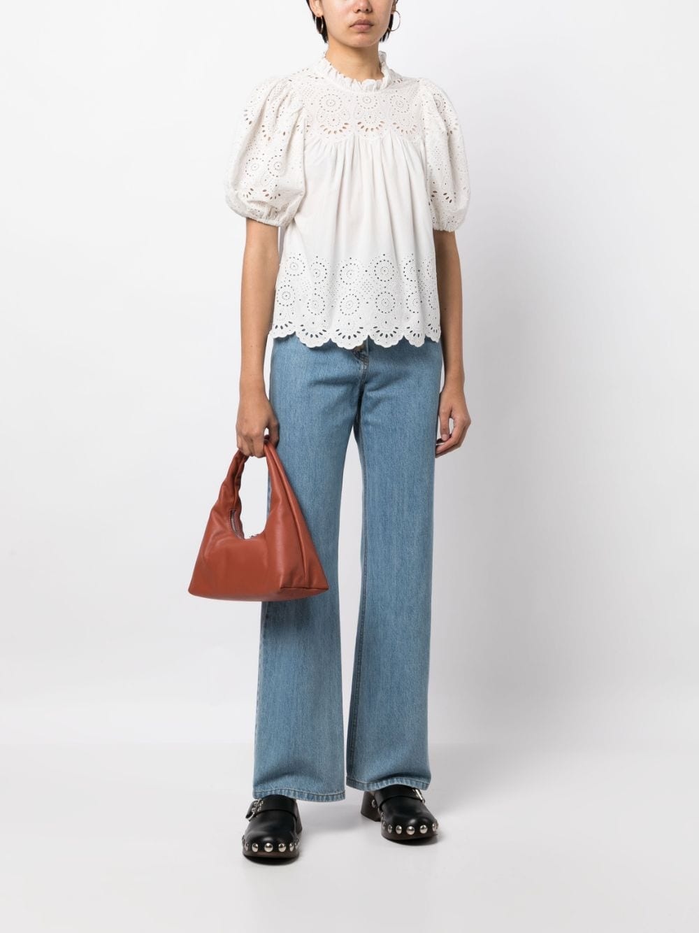 puff-sleeve cotton blouse - 2