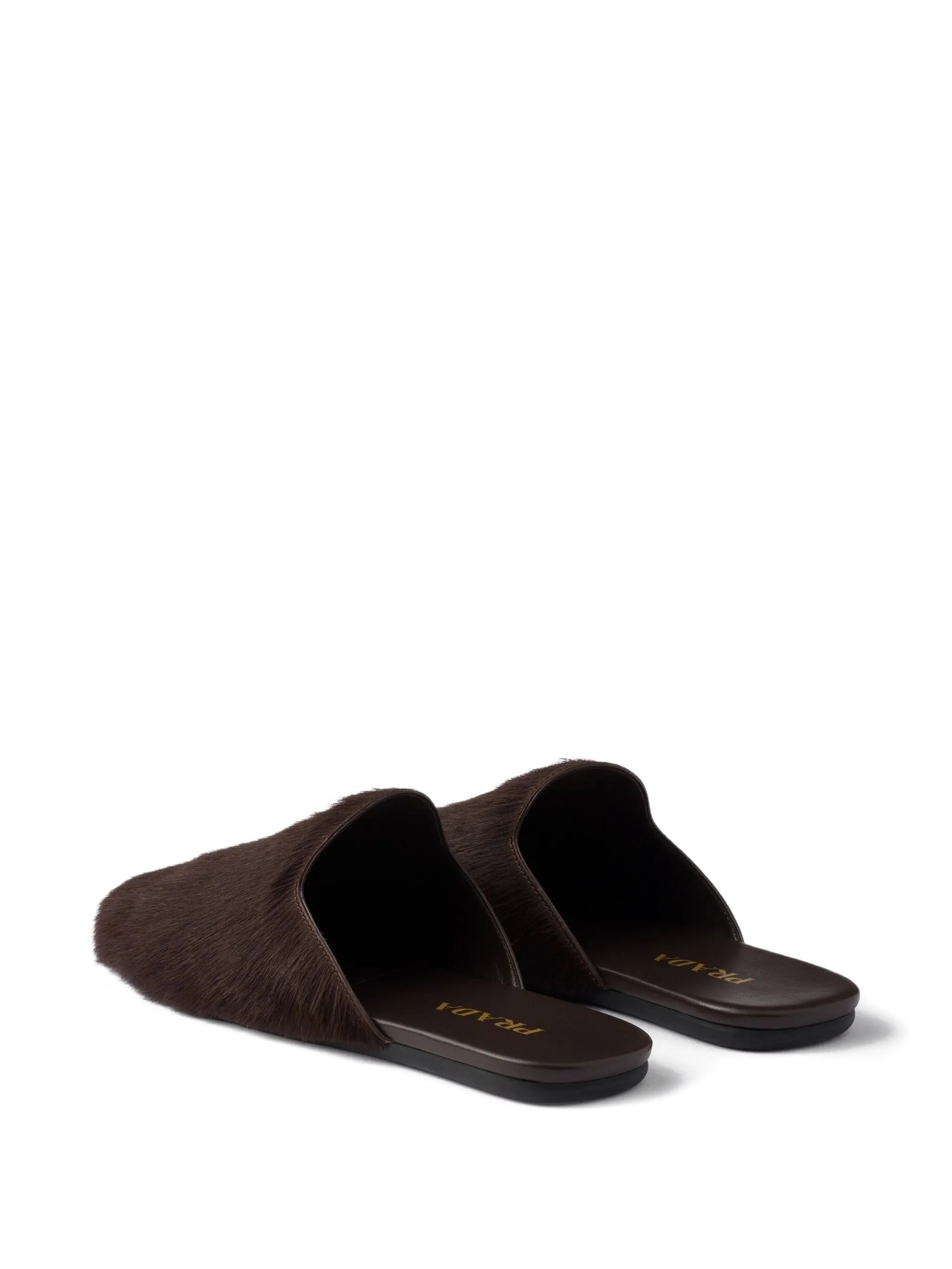 logo-plaque hair-calf mules - 2