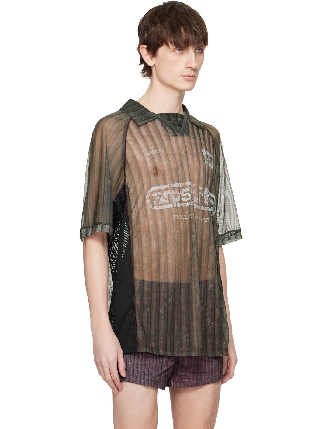 Khaki & Burgundy Aub Stripes Football Polo - 2