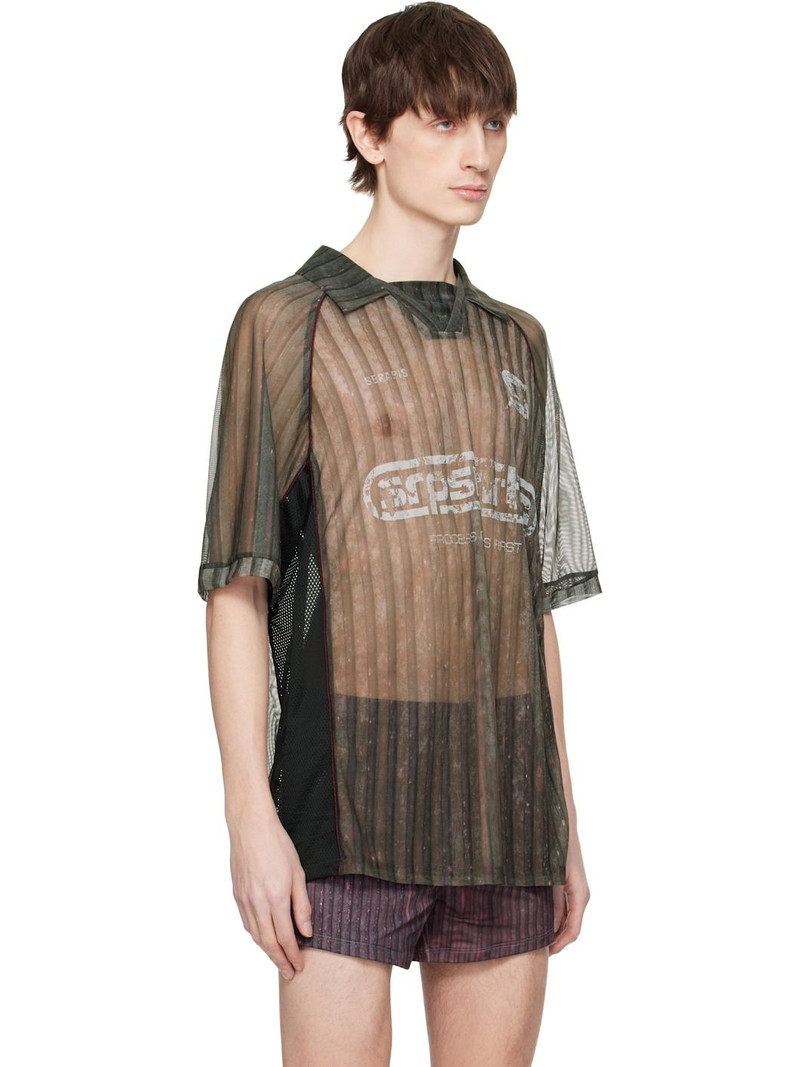 Khaki & Burgundy Aub Stripes Football Polo 2