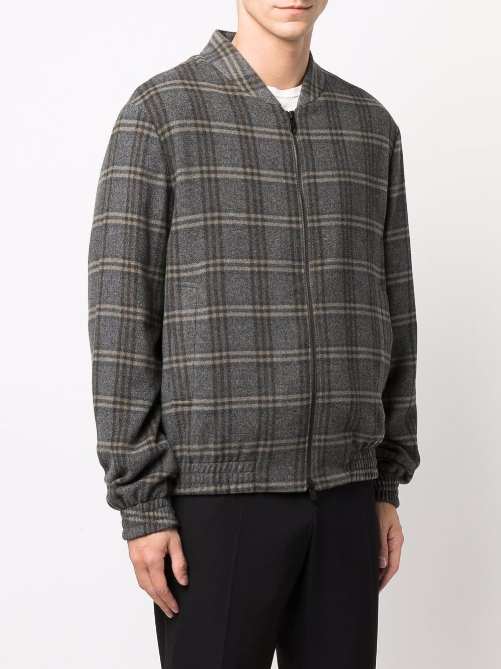 wool-blend checked bomber jacket - 3