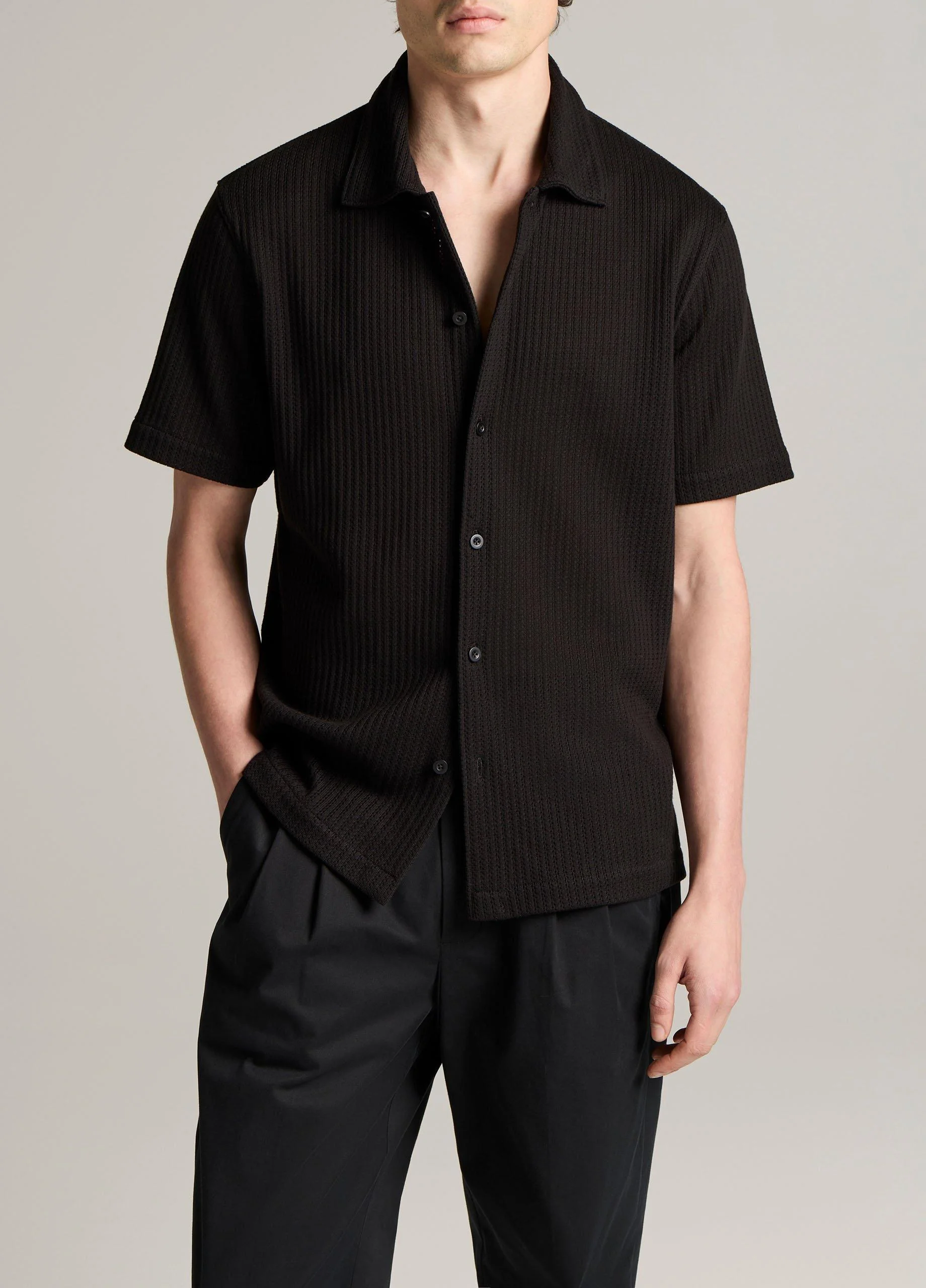 Pointelle Cotton-Blend Button-Front Shirt - 1