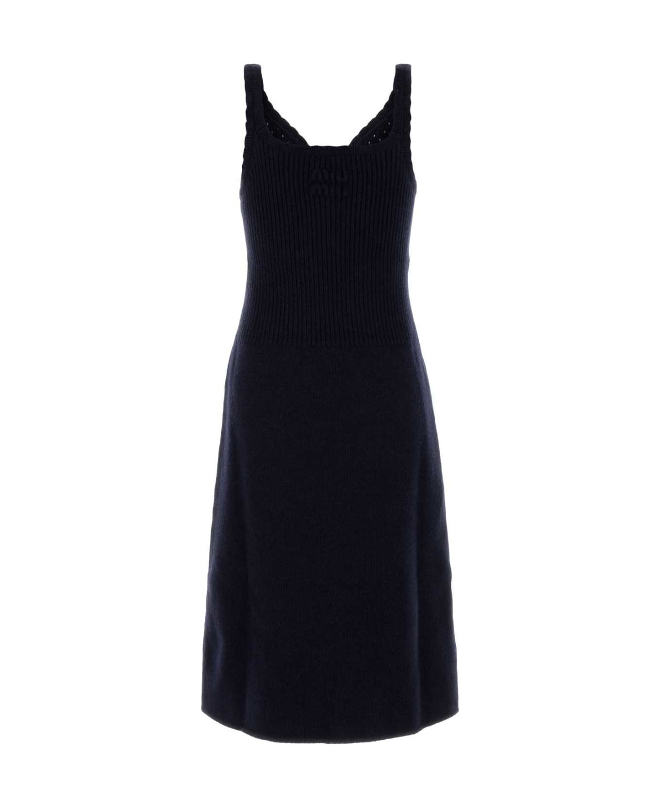 Navy Blue Wool Dress - 2