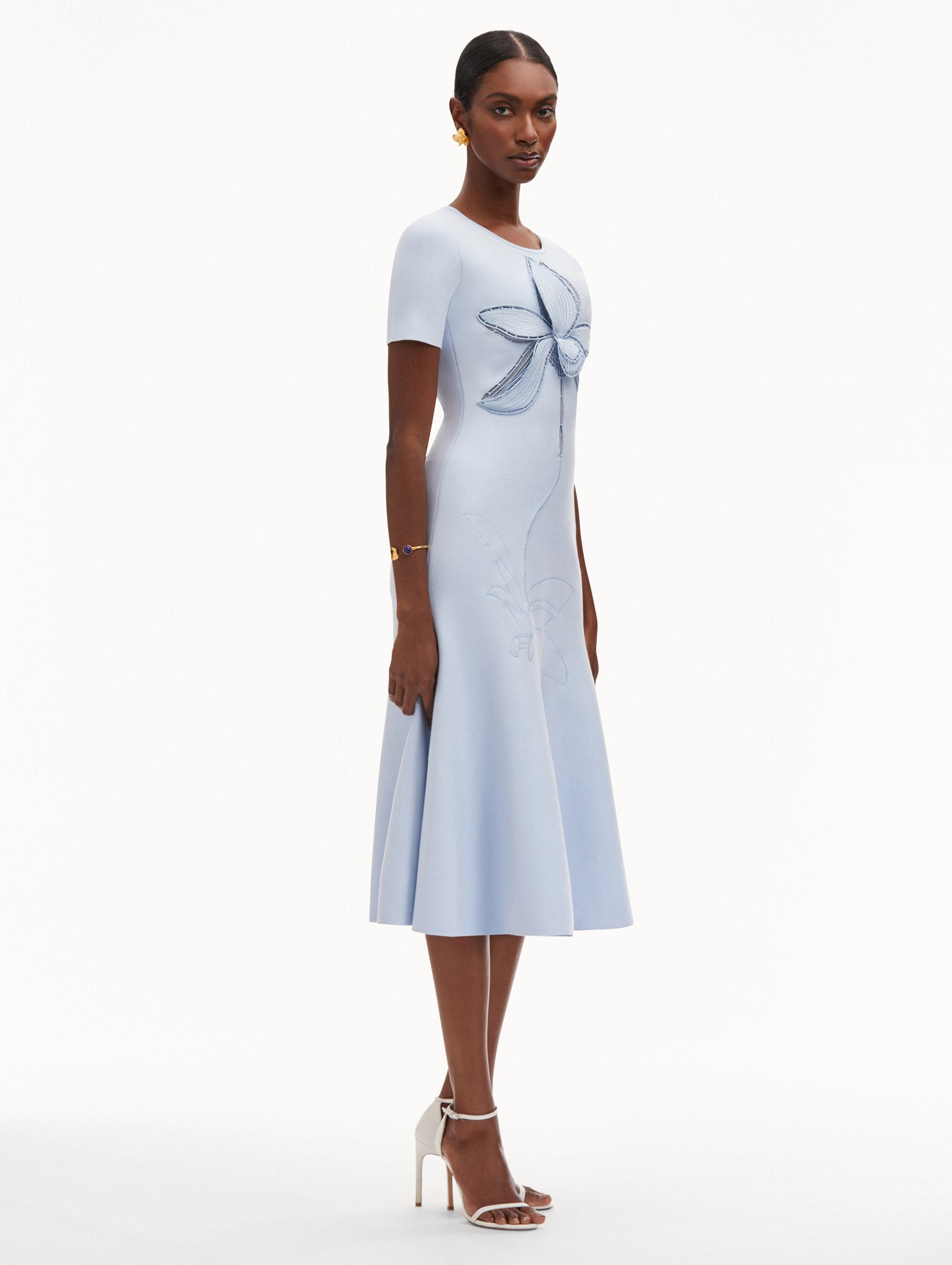 ORCHID EMBROIDERED JACQUARD MIDI DRESS - 4