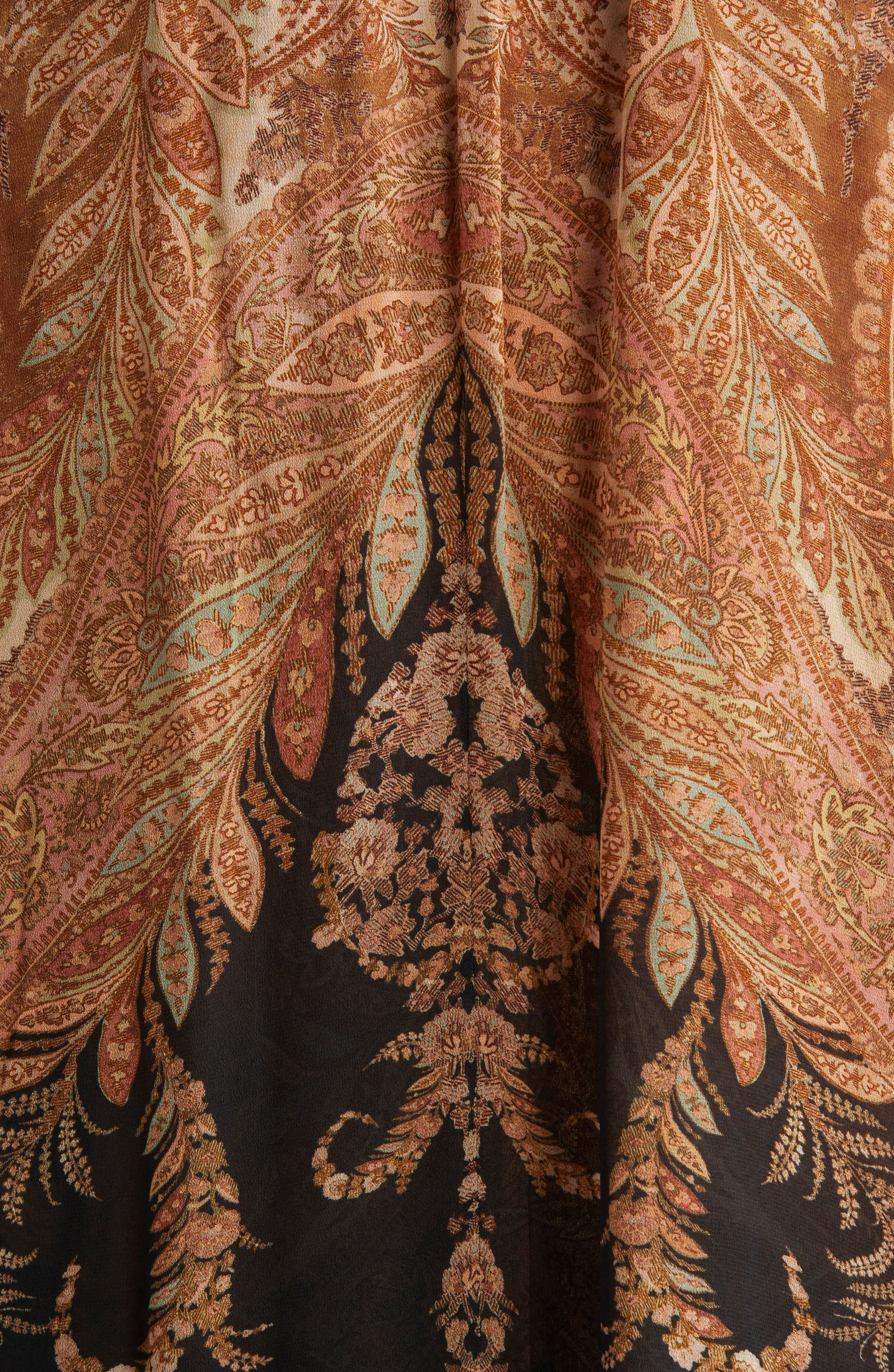 Zimmermann Hypnotic Paisley Long Sleeve Dress with Removable Cape in Light Brown/Black Paisley at No - 7