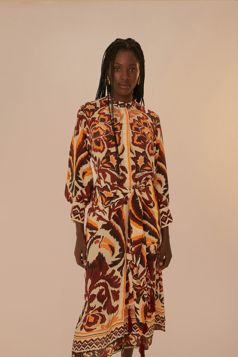 FARM RIO Cream Toucans Scarf Maxi Dress outlook