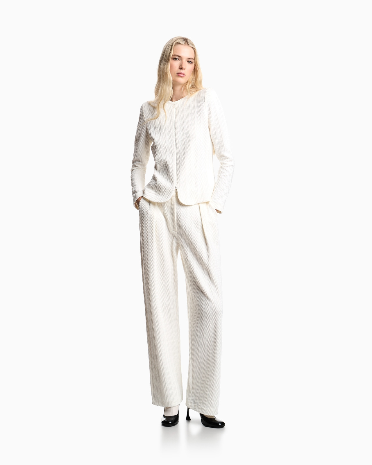 ASV CHEVRON MOTIF JERSEY TROUSERS WITH PLEATS - 2
