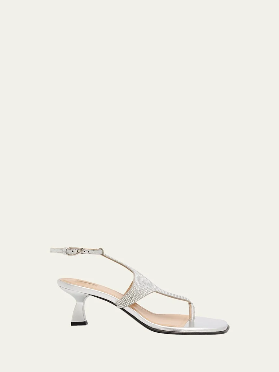 Dona Nova Embellished Metallic Leather Kitten-Heel Sandals - 1