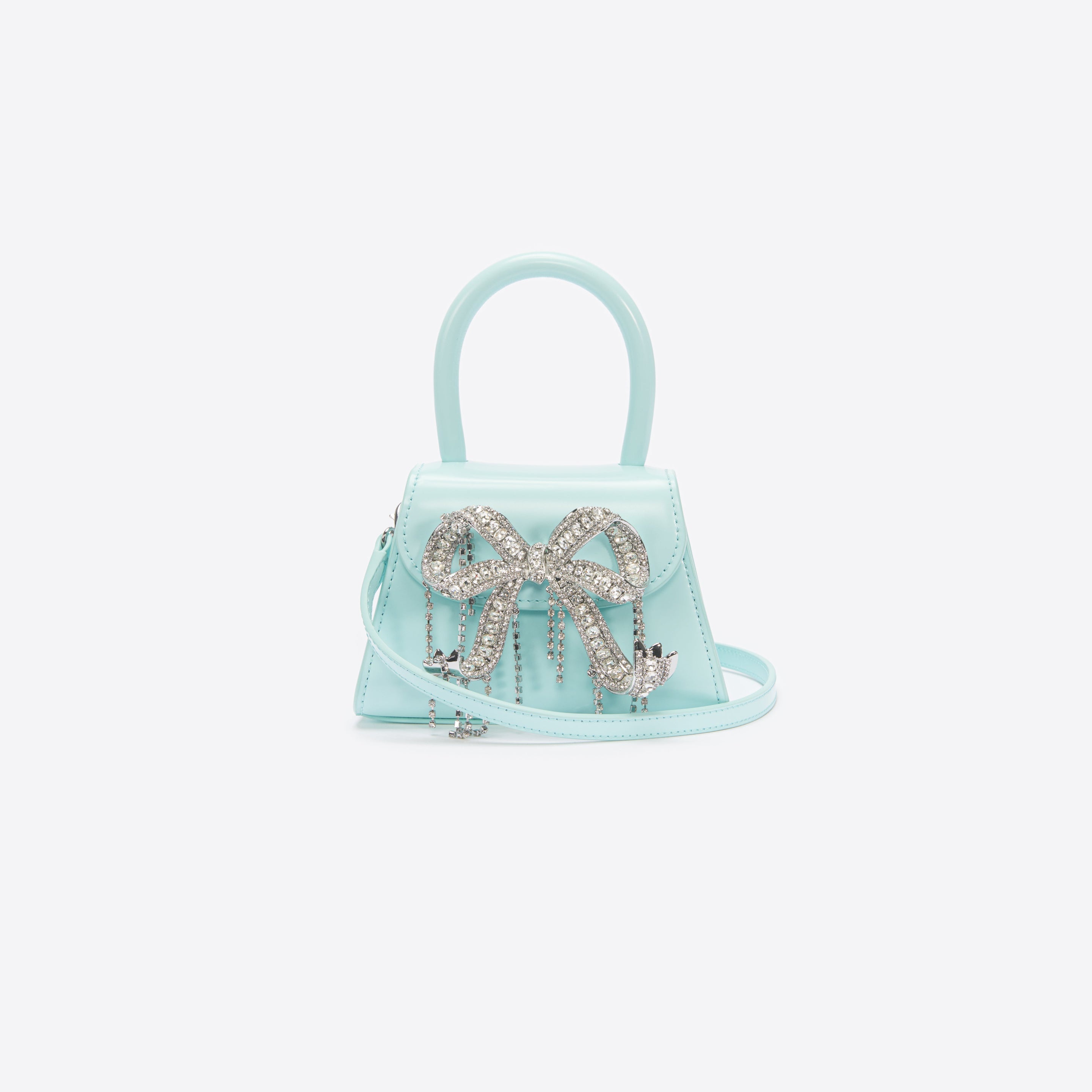 Blue Leather Micro Bow Bag - 4