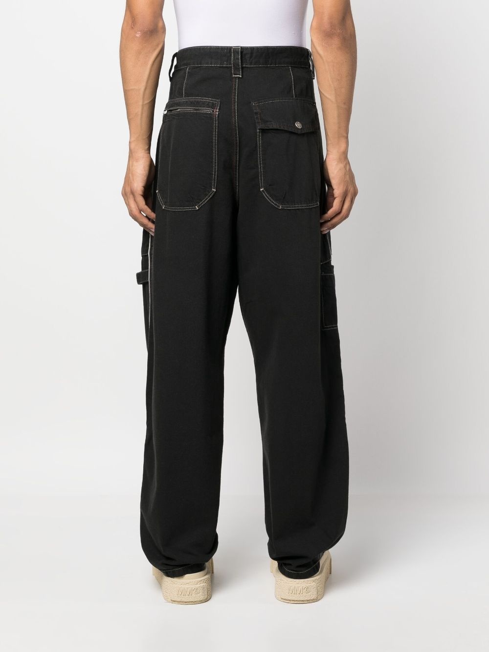 multiple-pockets wide-leg trousers - 4