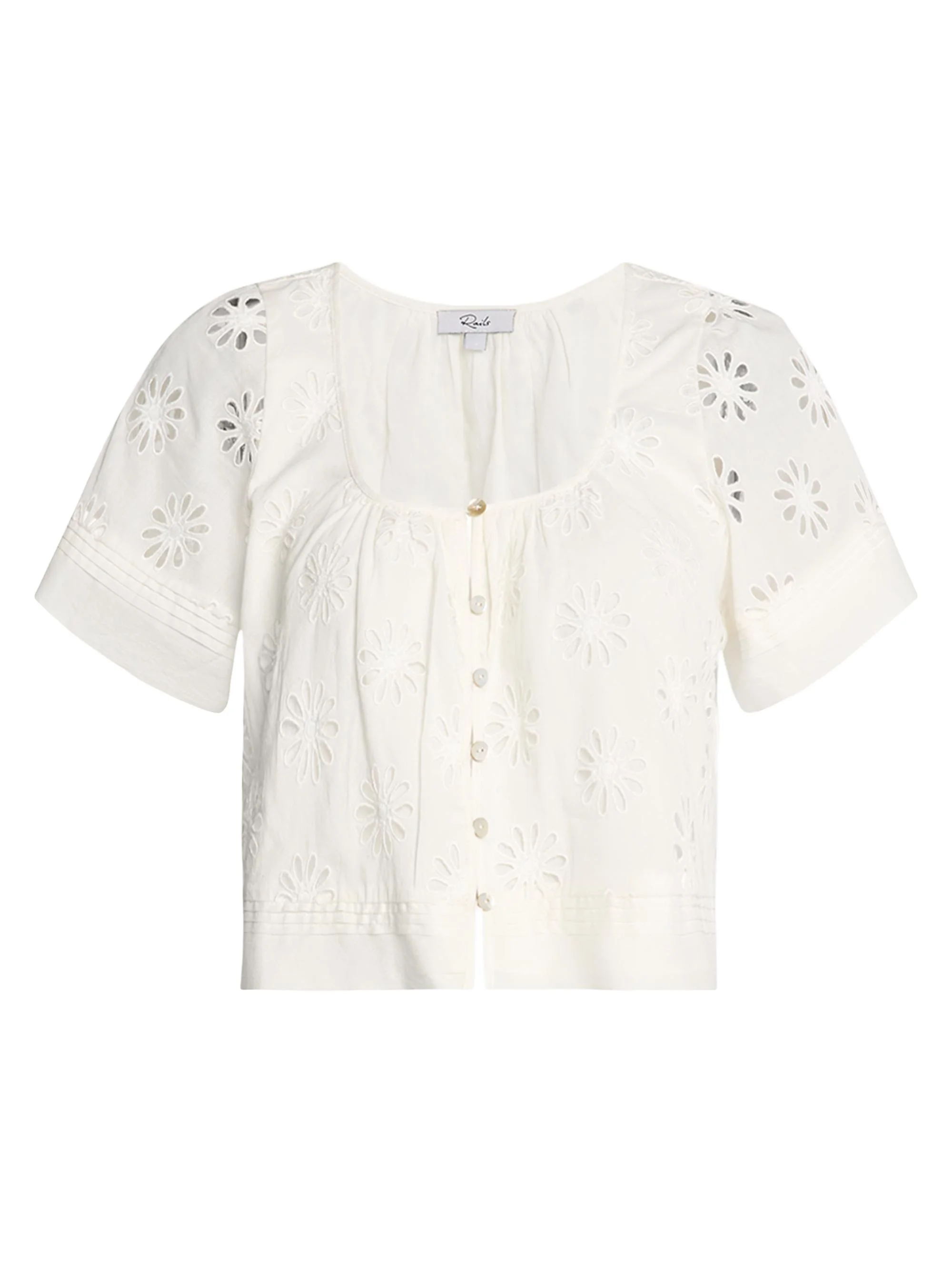 Women's Bambina Floral Cut-Out Cotton Blouse - White - 1
