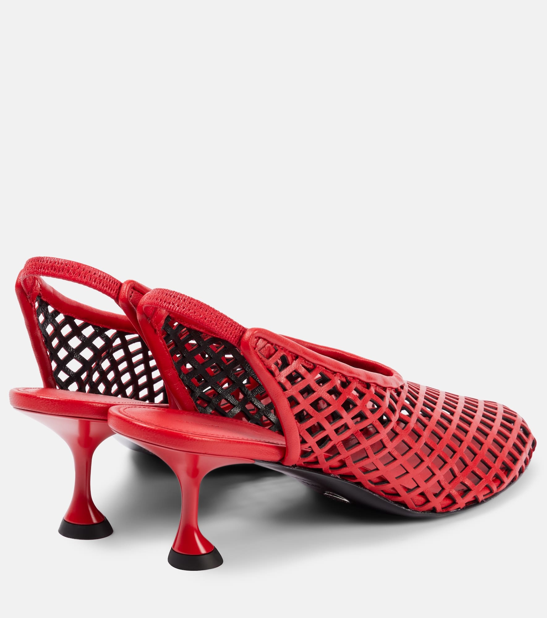 Tee leather mesh slingback pumps - 2