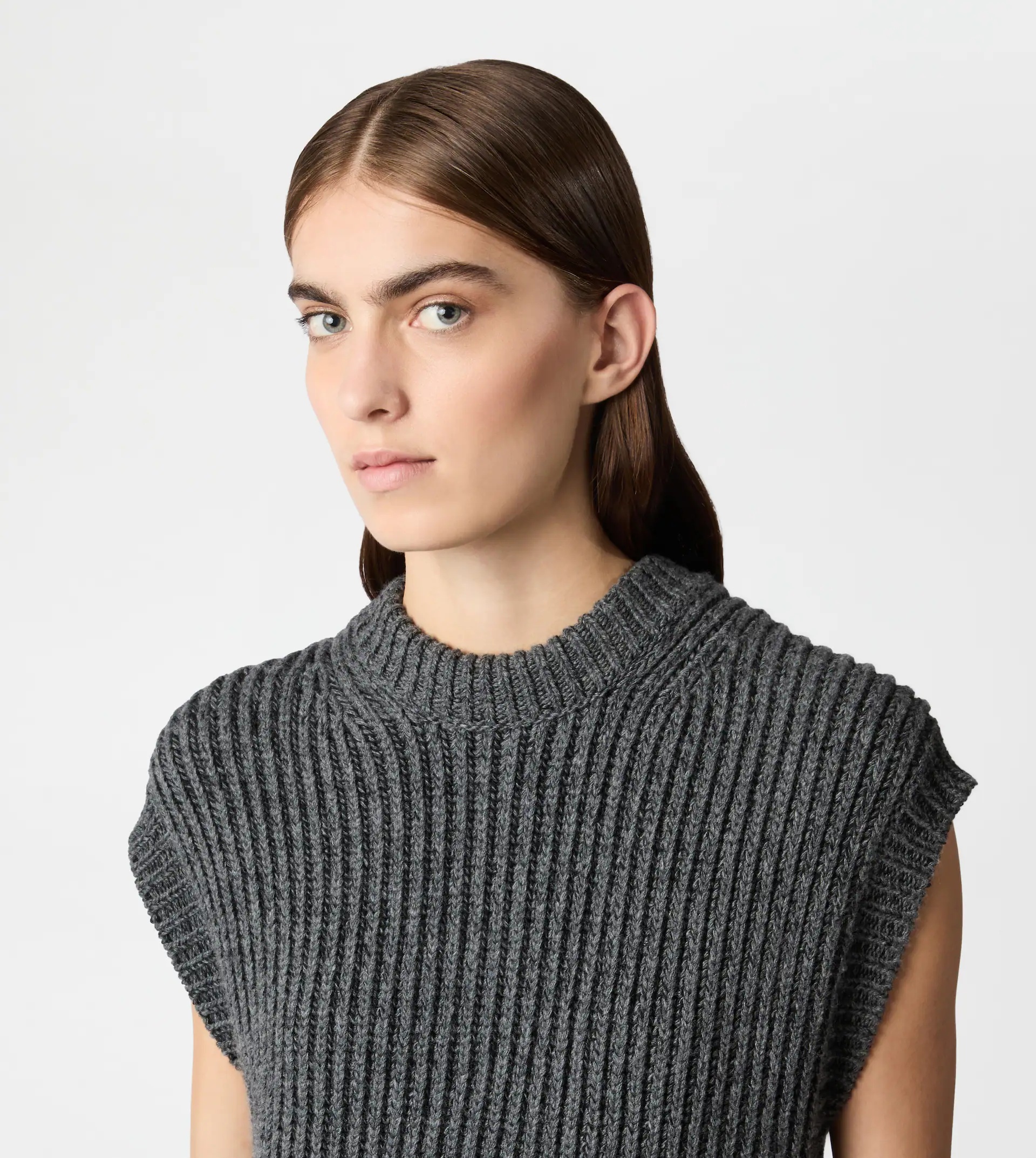 DRESS IN CASHMERE BLEND KNIT - GREY - 4
