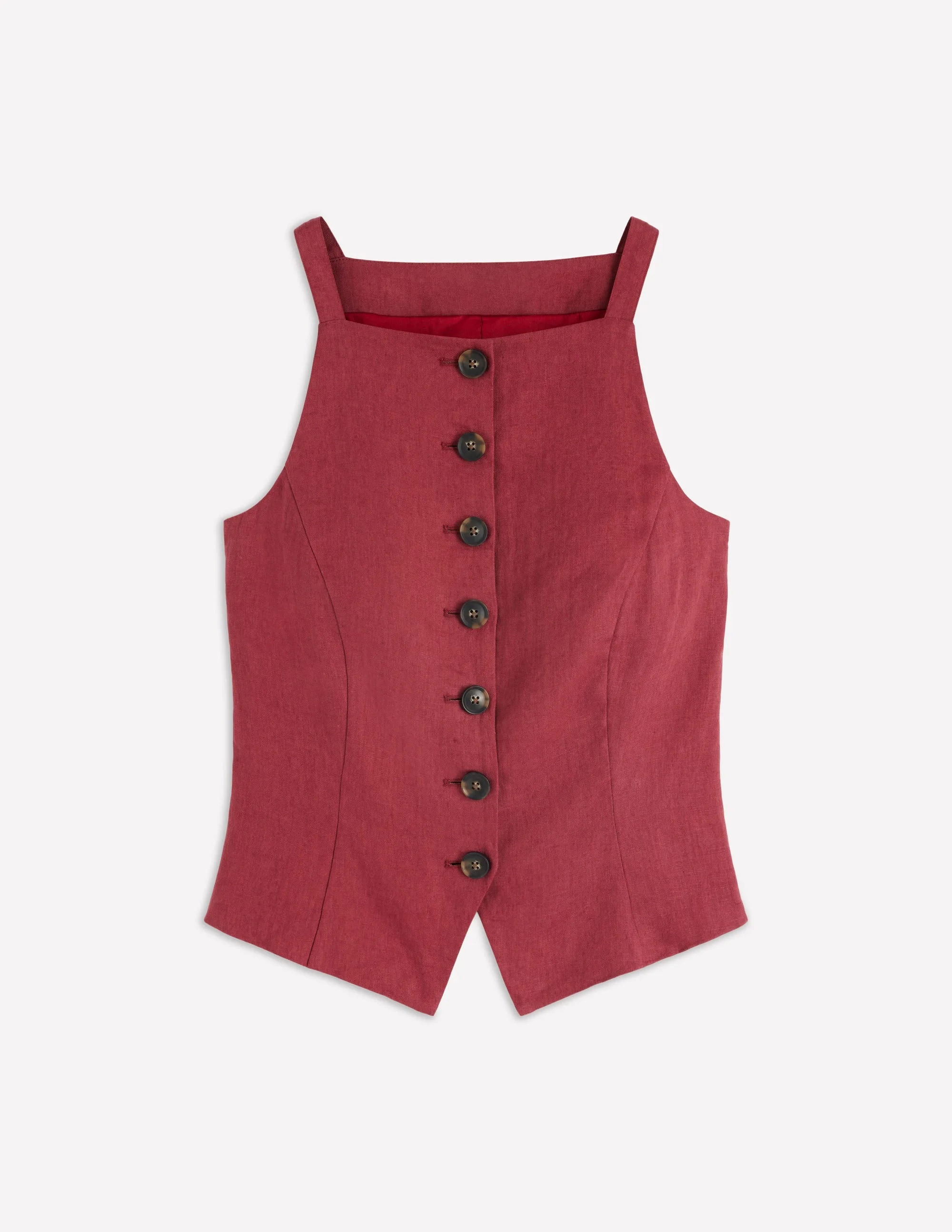 Square Neck Strap Waistcoat-Rich Chestnut - 1