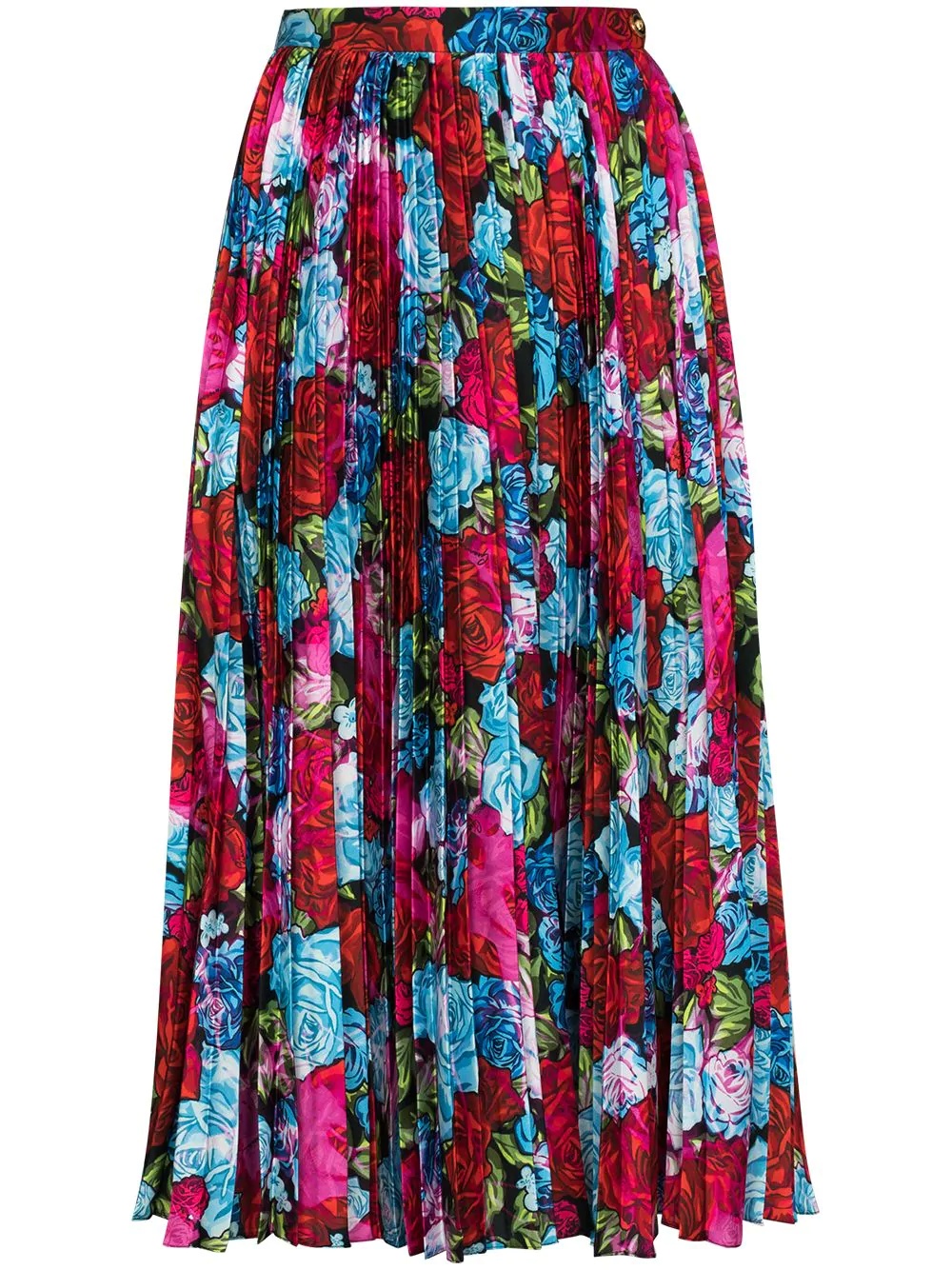 rose-print pleated midi skirt - 1