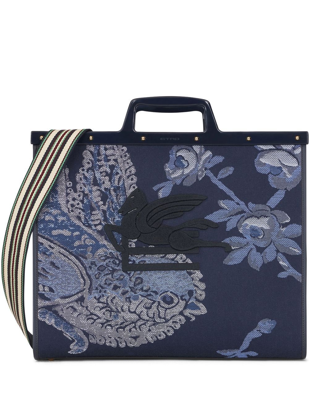 logo-embroidered jacquard tote bag - 1